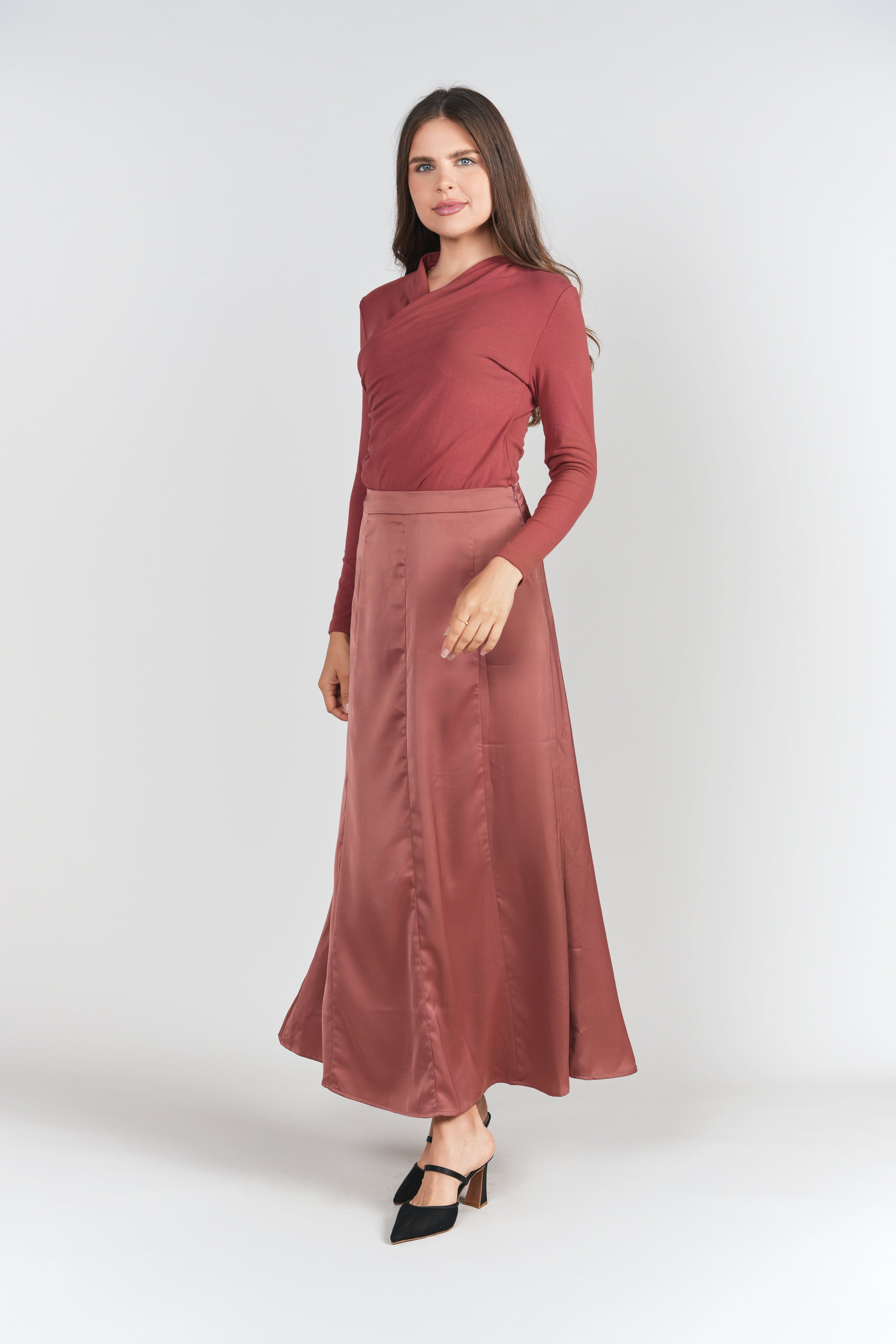 Paneled Slip Skirt Maxi- Spice