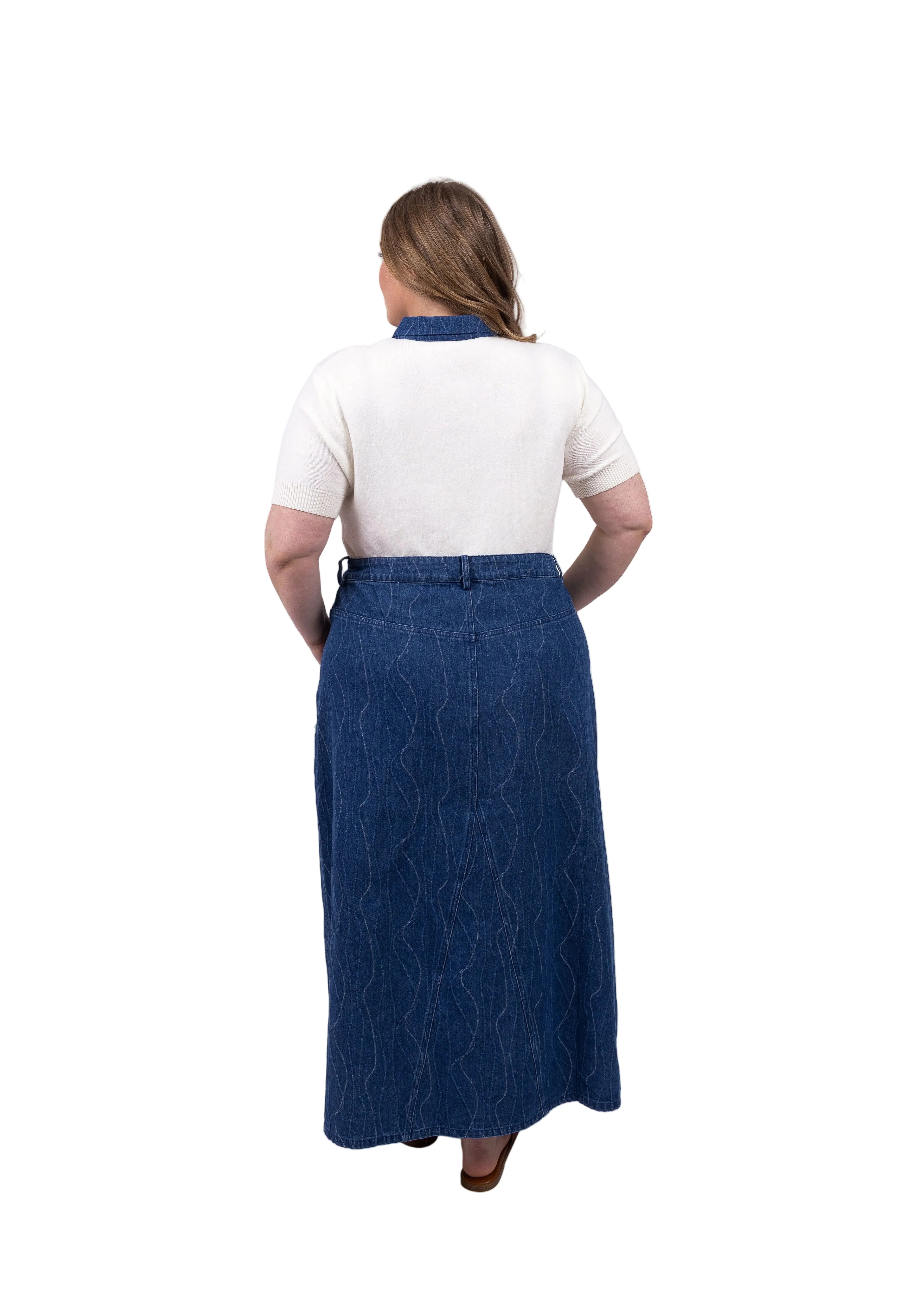 Denim V Skirt- Light Blue Swirl