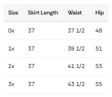size chart