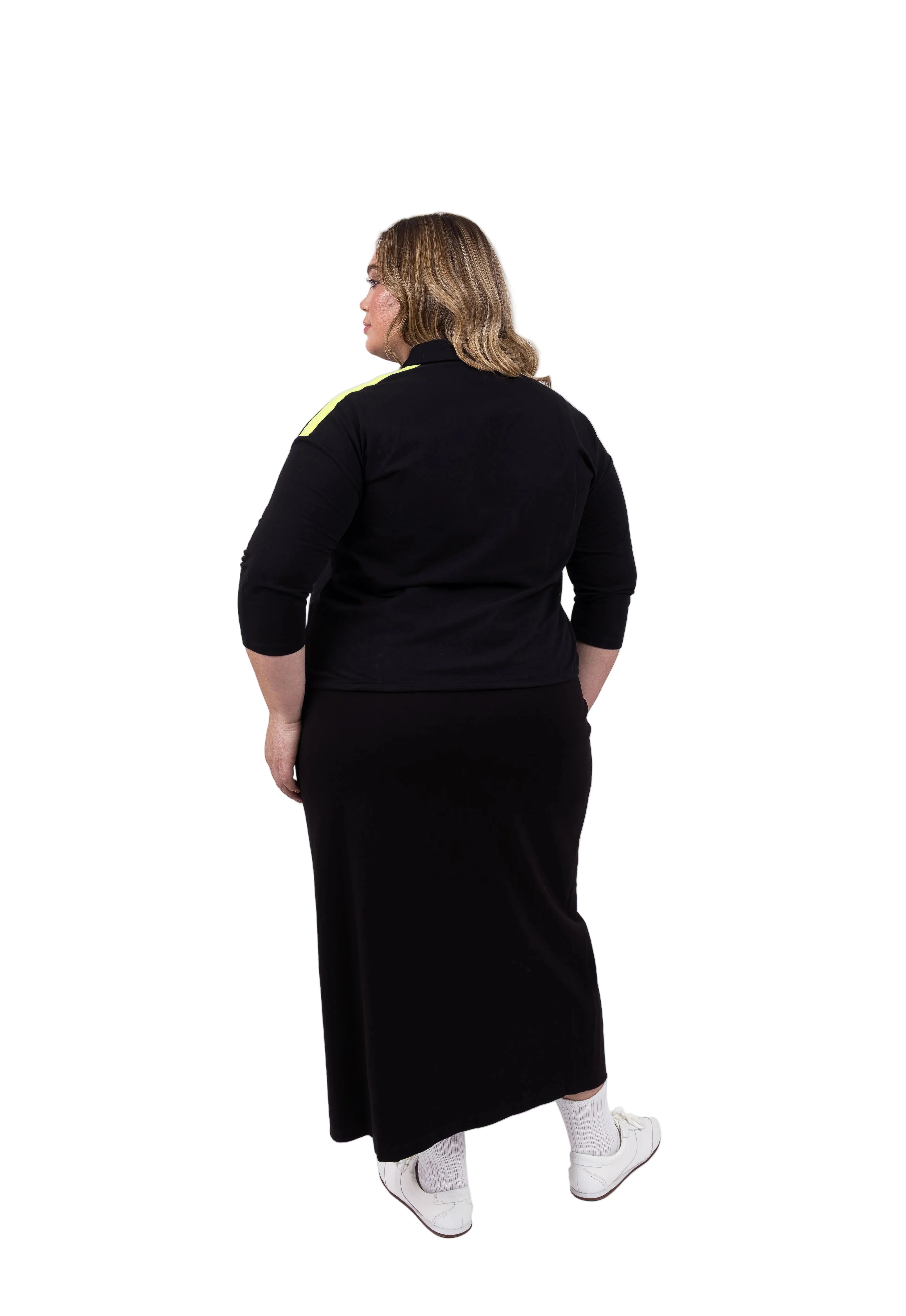 Contrast Top- Black Beige