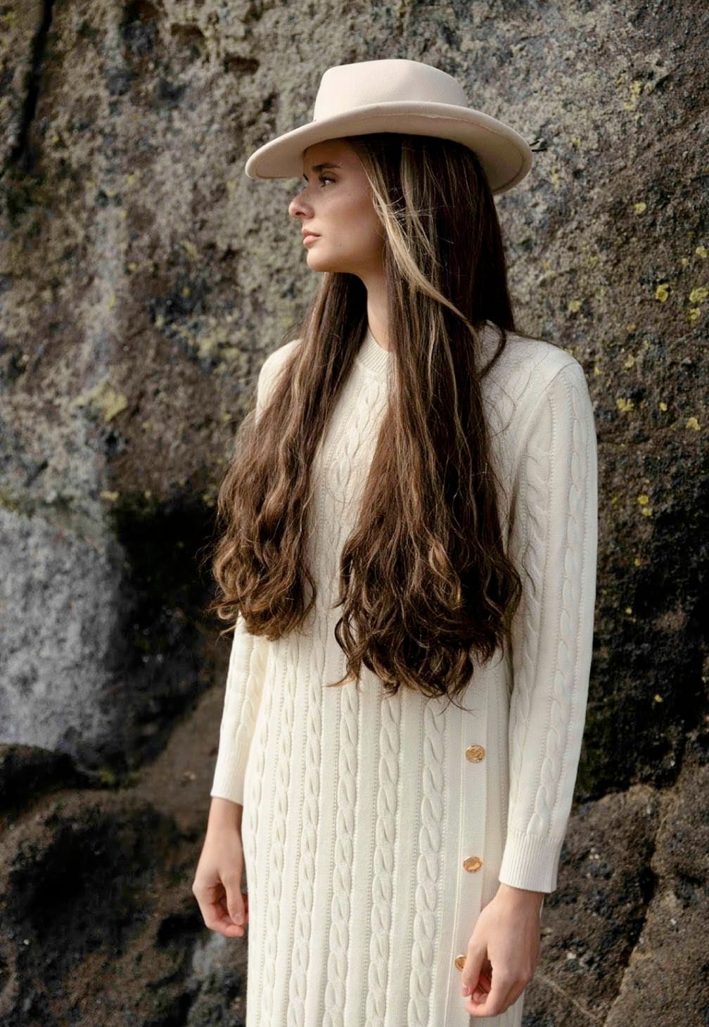 Cable Knit Dress- Cream