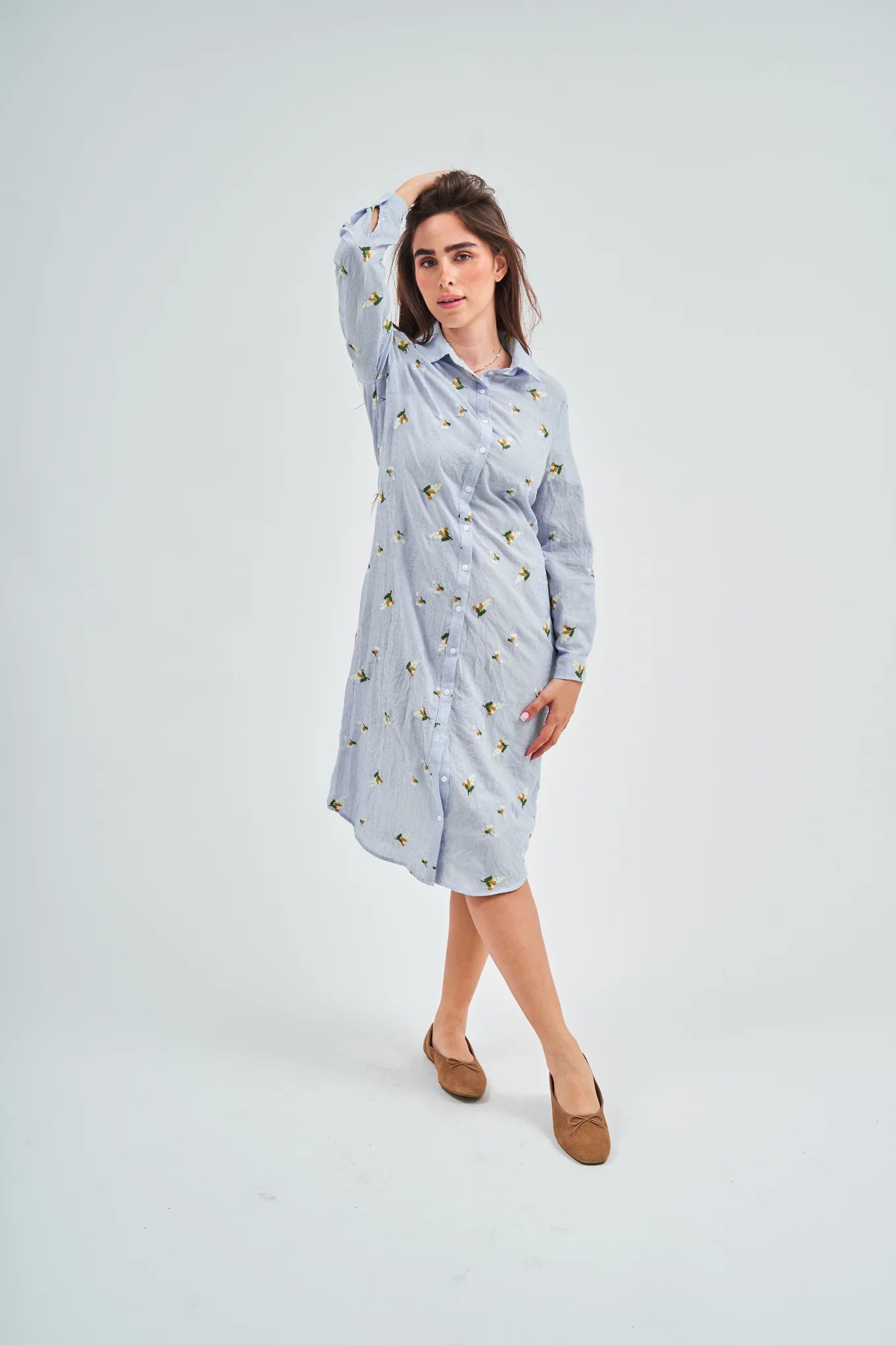 Blue Seersucker Shirt Dress S Blue Seersucker Shirt Dress S