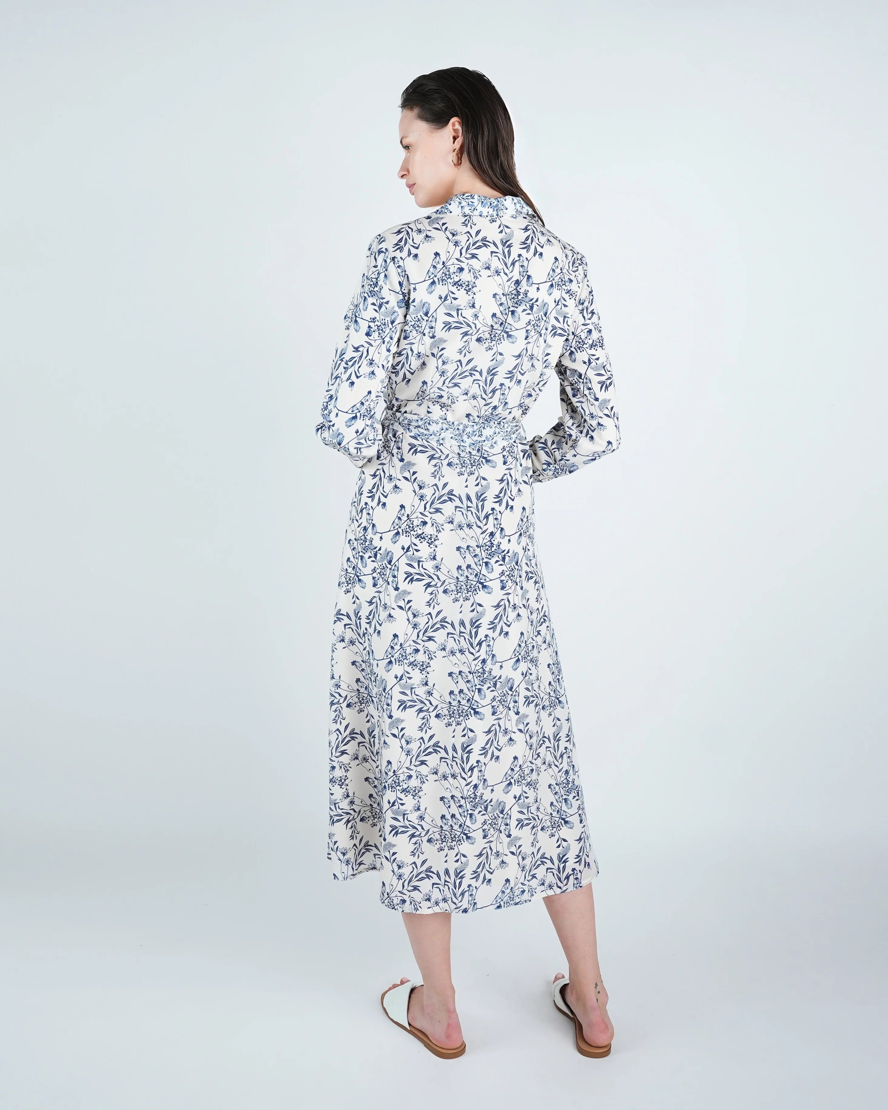 DR4097 Georgette A-Line Belted Shirt Dress