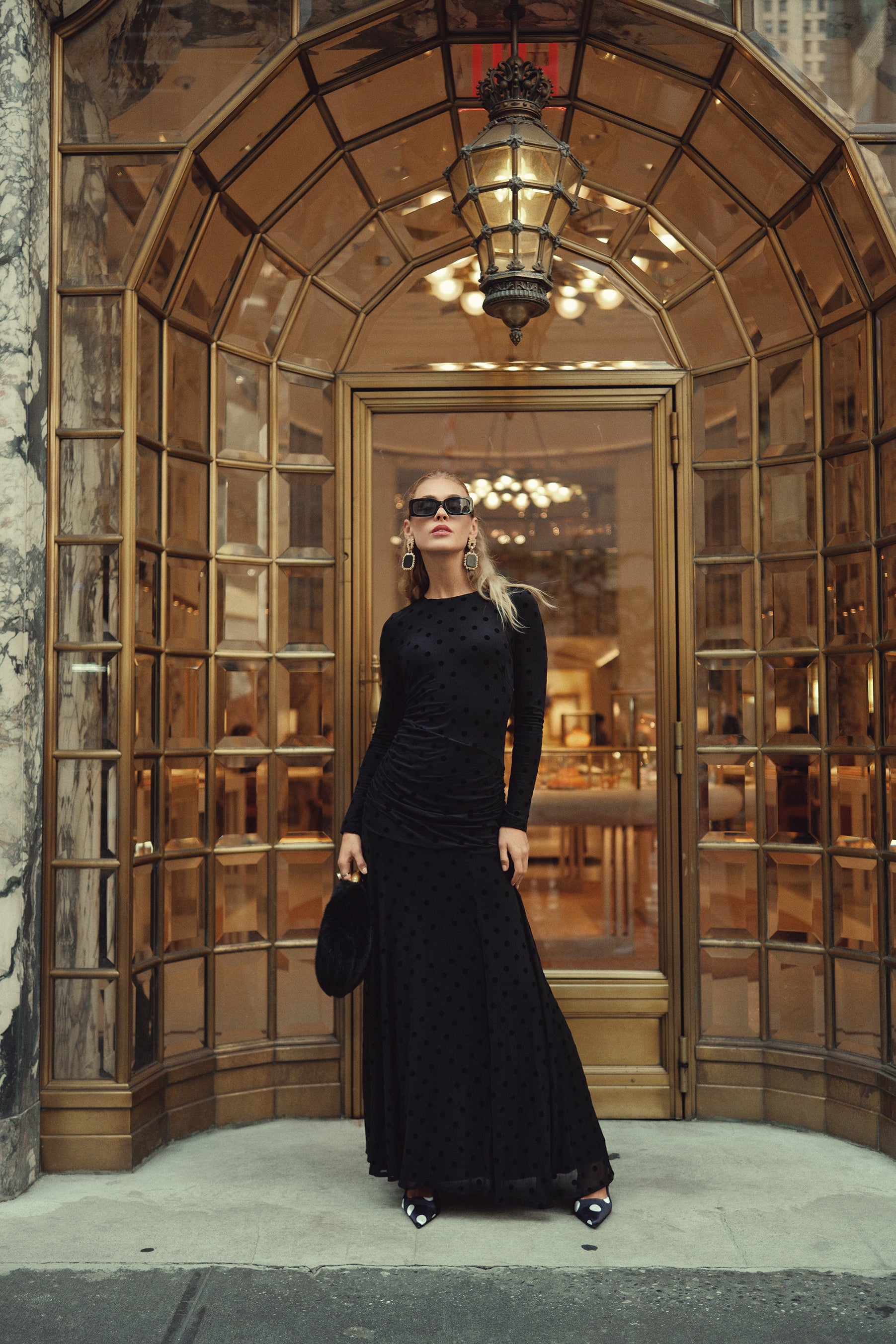 Verona Mesh Dot Dress- Black