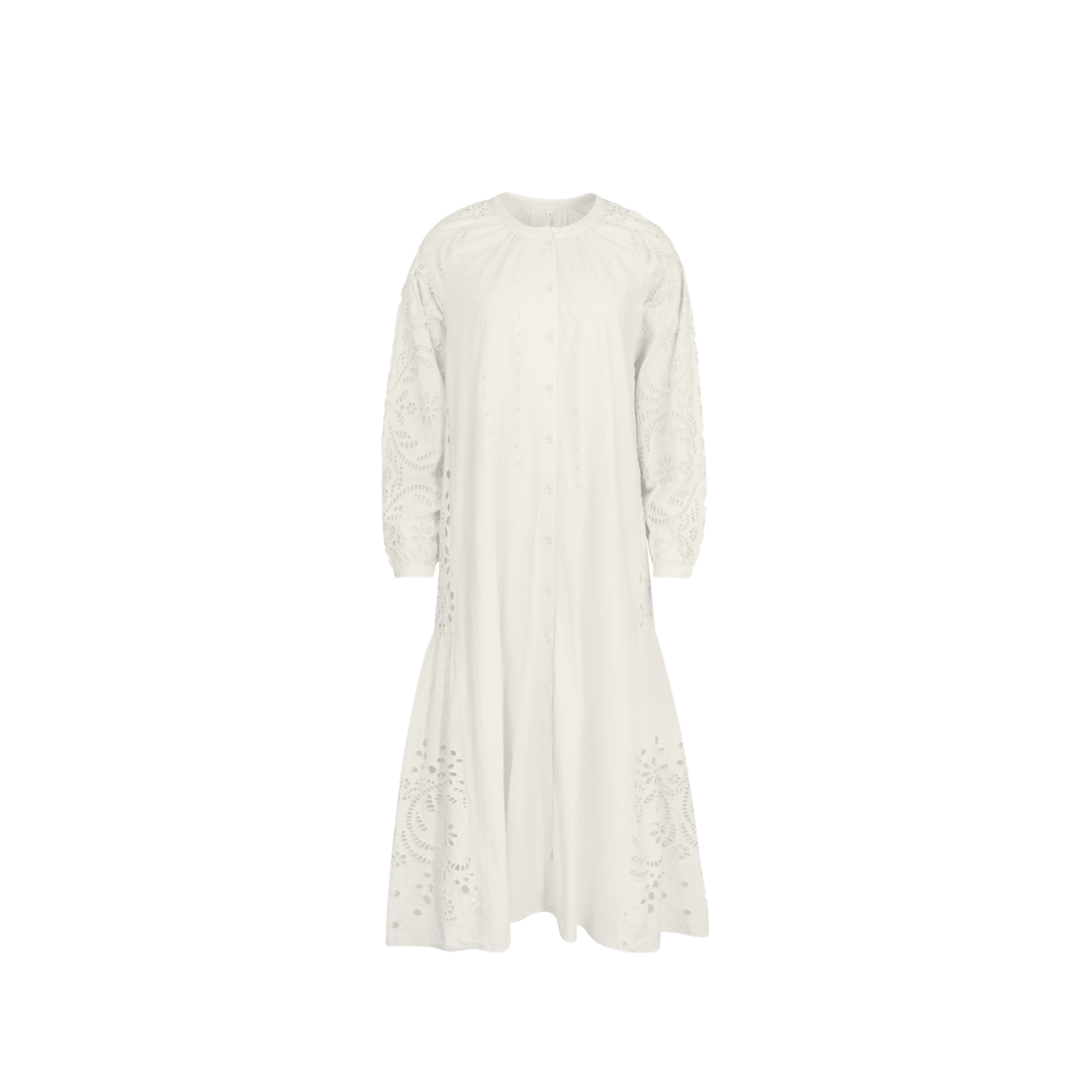 Eyelet Tassle Front Dress- White