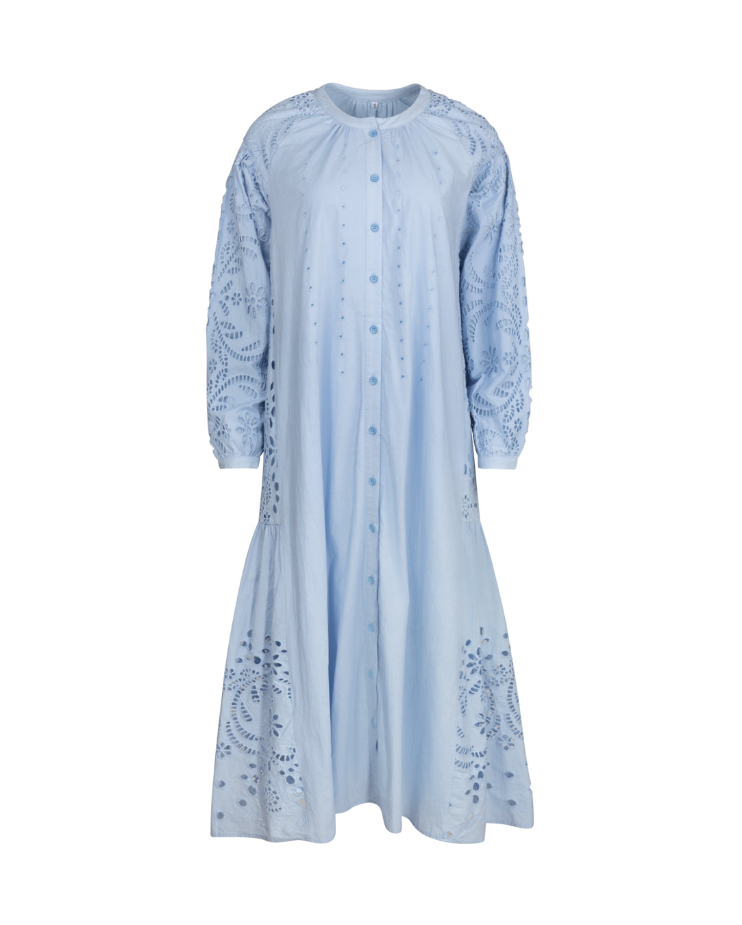 Eyelet Tassle Front Dress- Light Blue