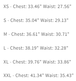 size chart