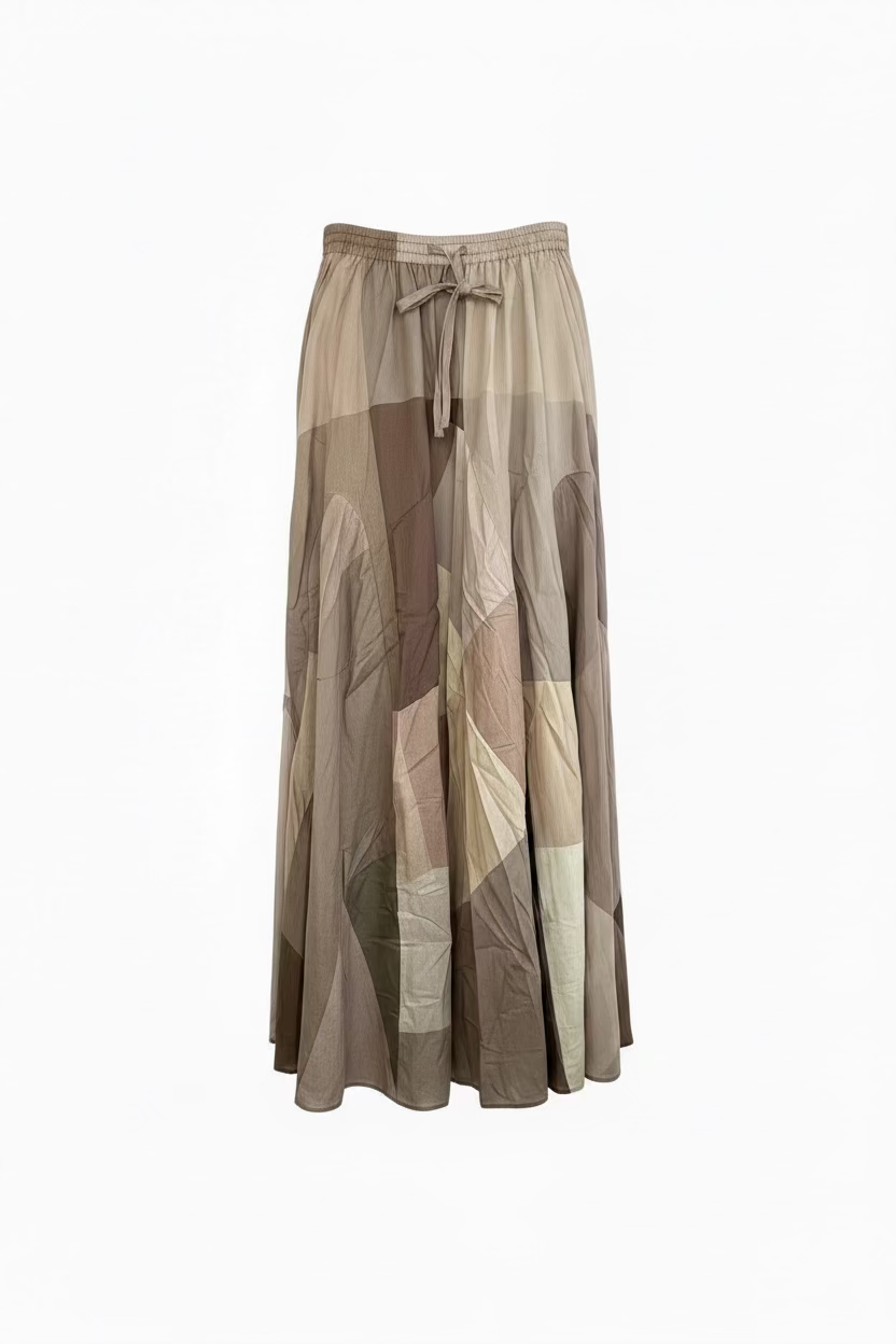 9944633 - Neutral Patchwork Maxi Skirt