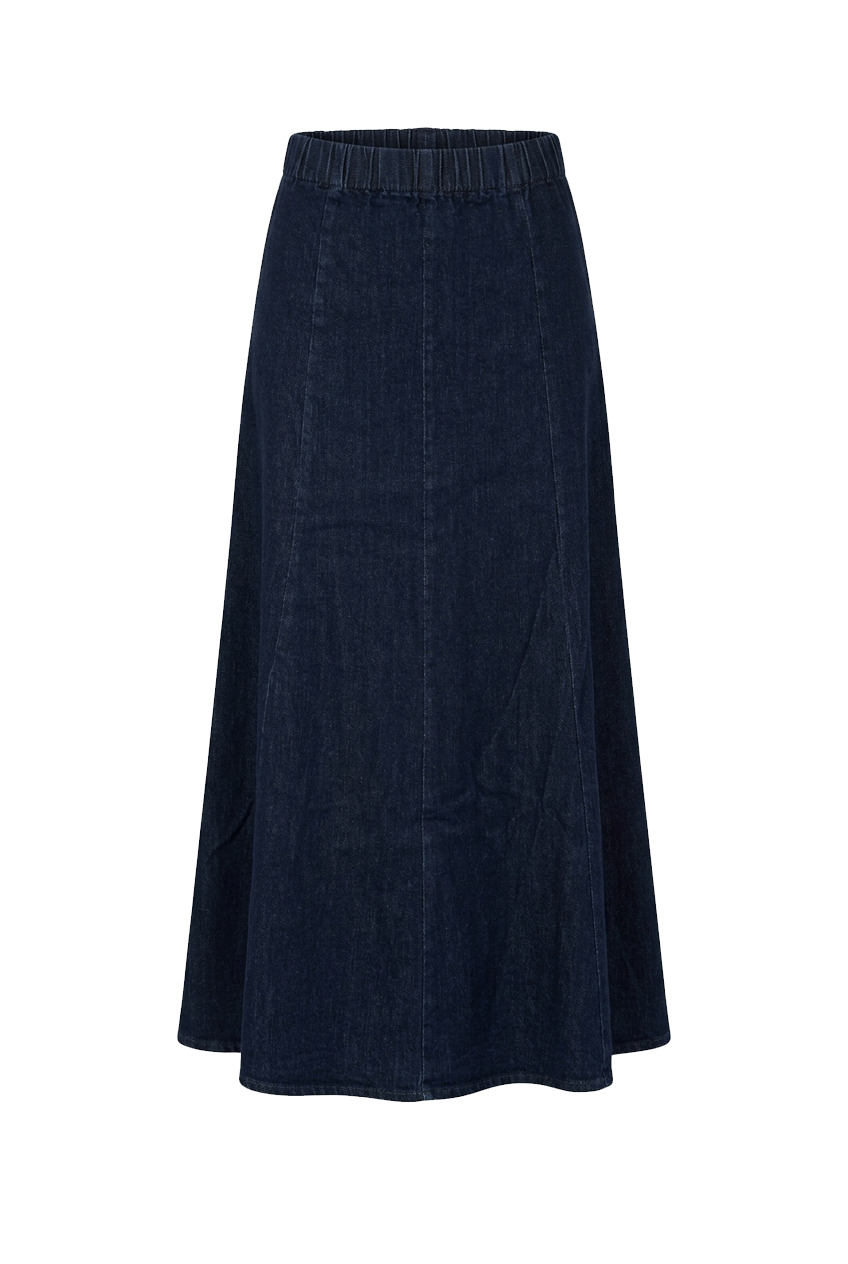 Maxi Plain Denim Skirt - Navy