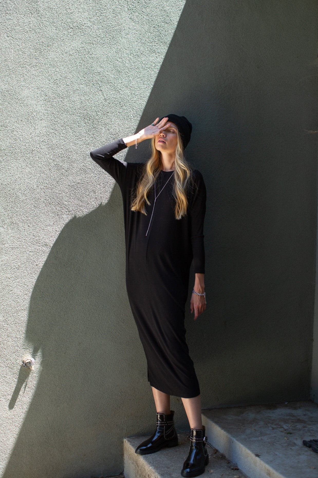 Dolman Sleeve Rib Maxi Dress- Black XS Dolman Sleeve Rib Maxi Dress- Black XS