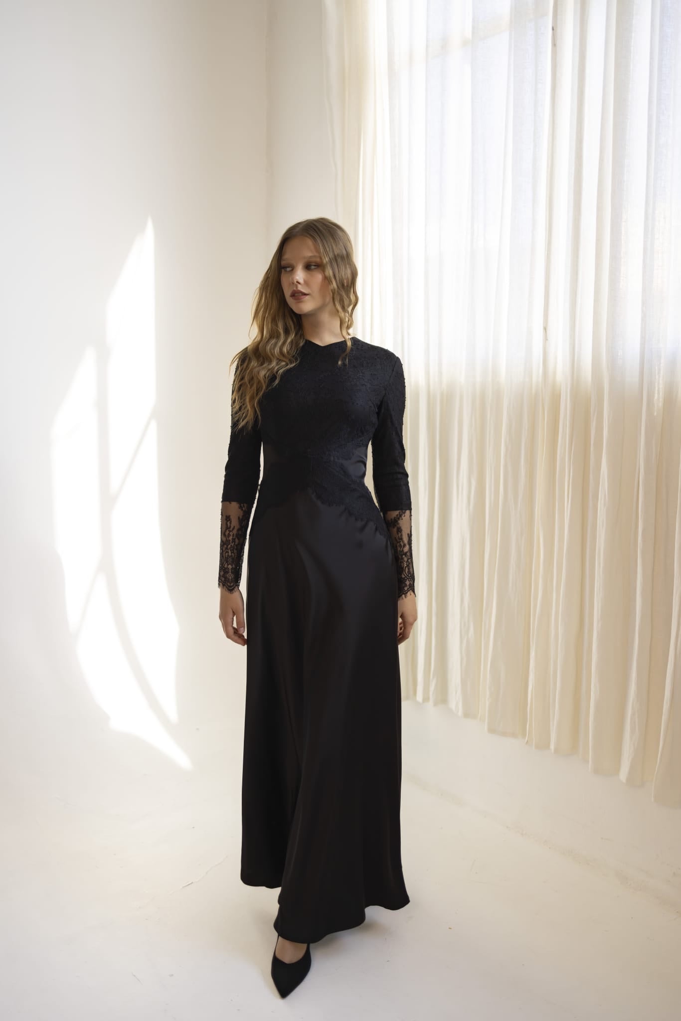 Monaco Satin Dress - Black
