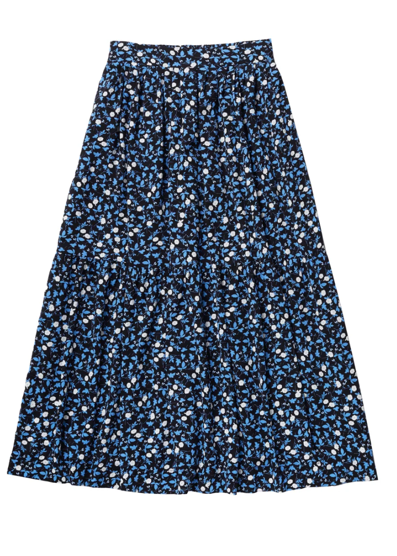 Isabelle Skirt in Blue Flower floral tiered maxi skirt