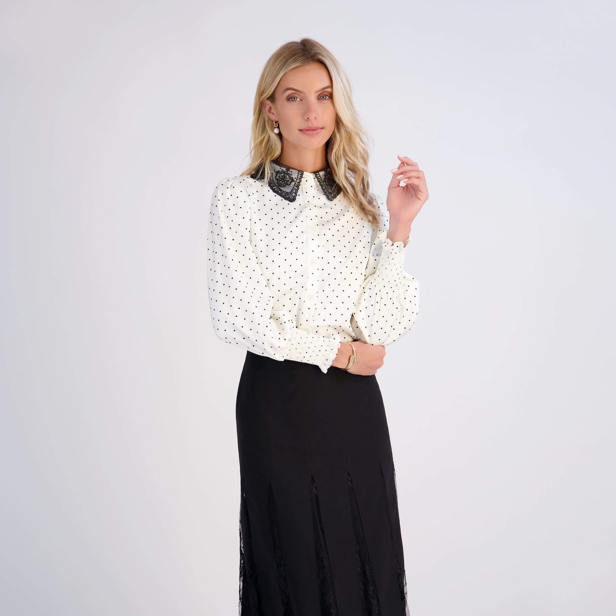 Polka Dot Blouse - White