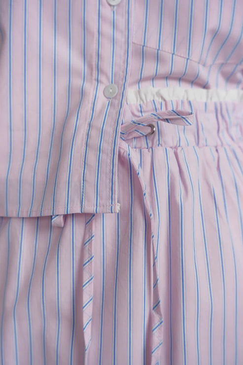 Evian Skirt- Pink Oxford Stripe