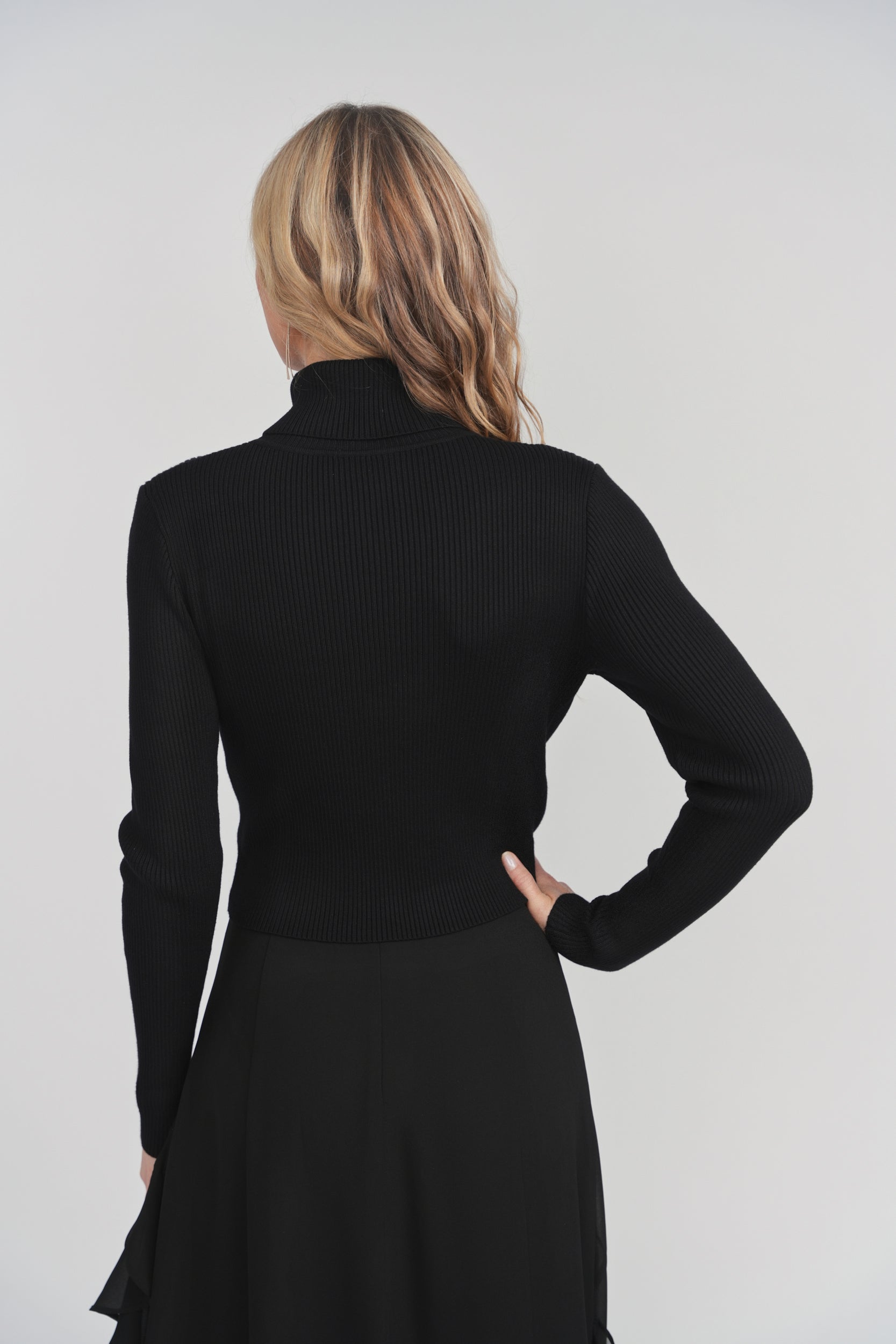 High Collar Asymmetrical Top - Black