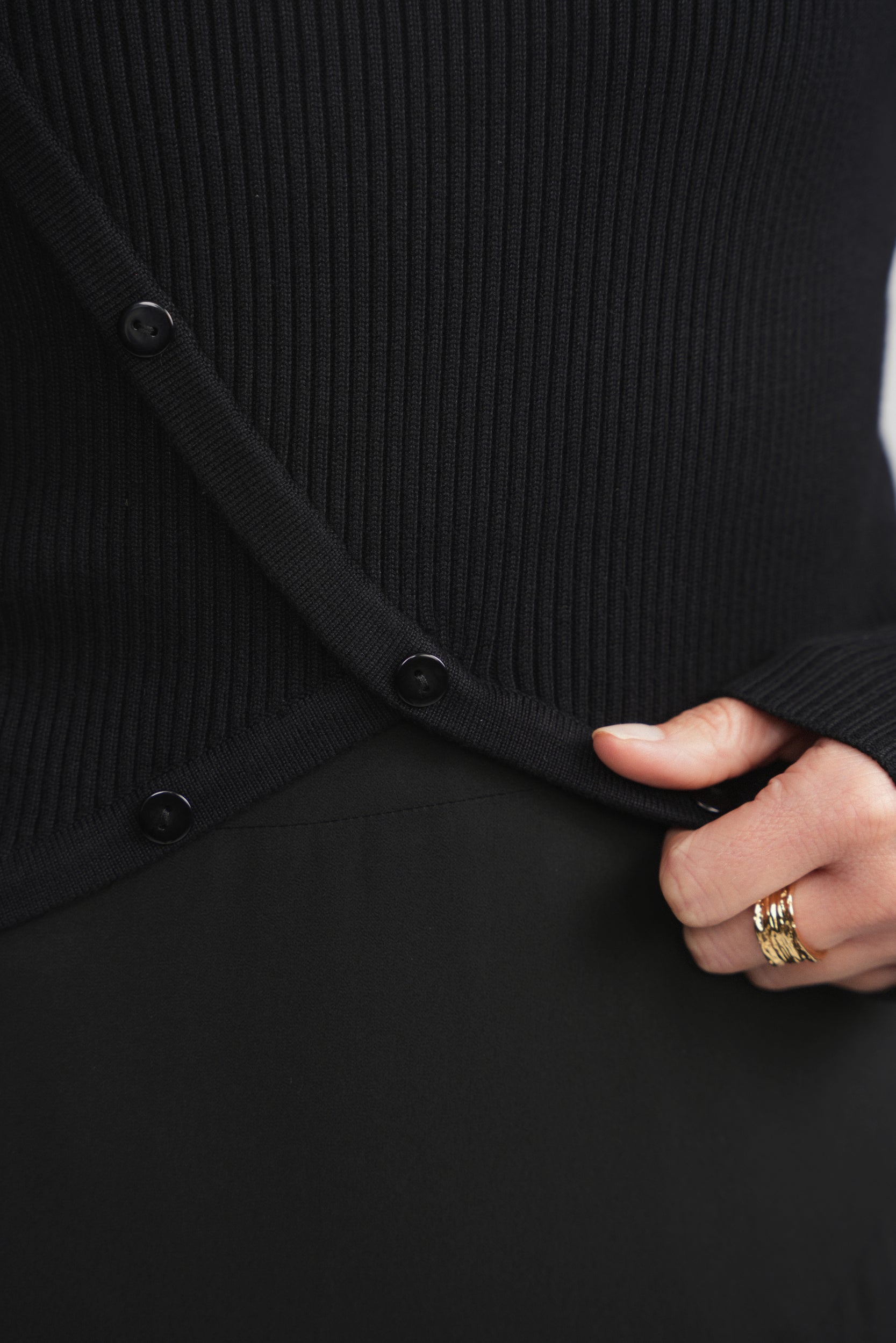 High Collar Asymmetrical Top - Black