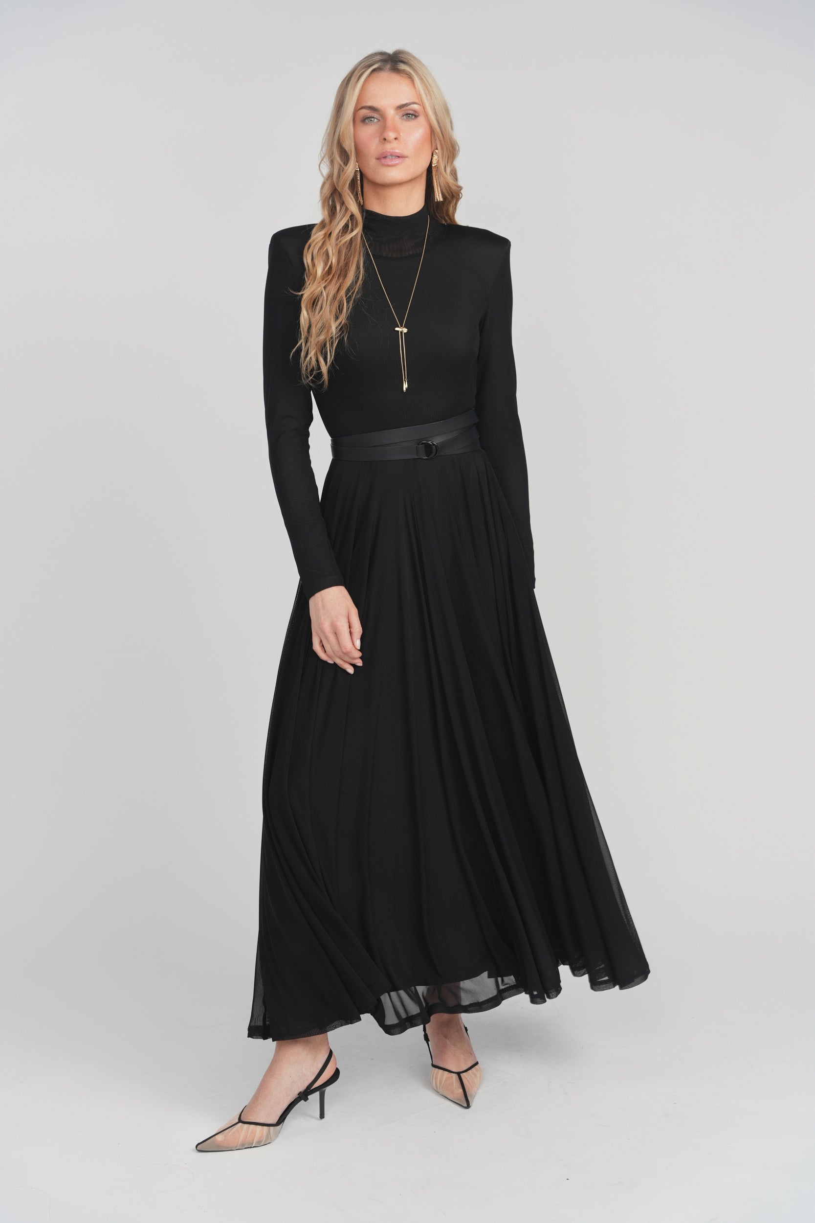 Sienna Mock Neck Maxi - Black