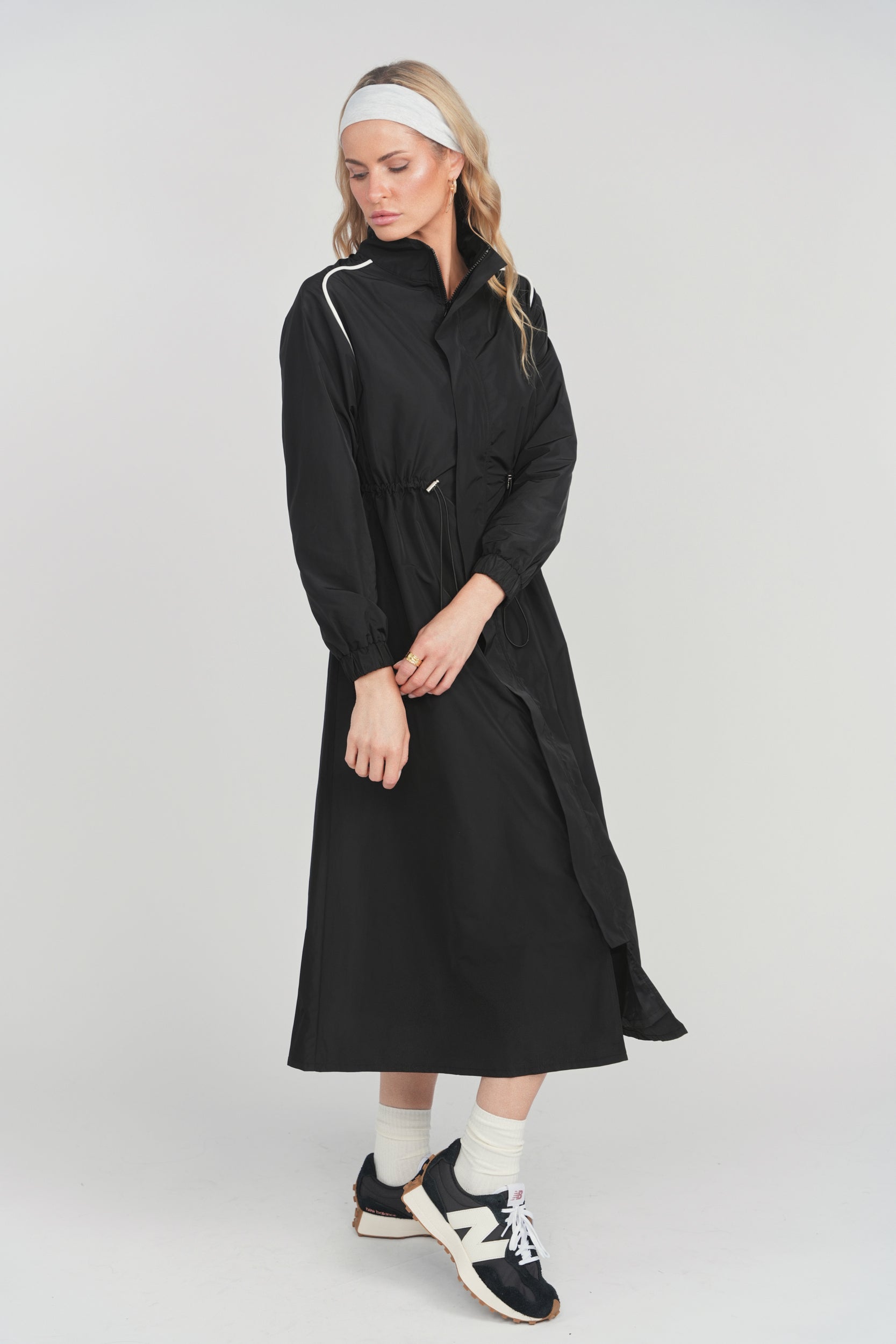 Elara Drawstring Waist Dress - Black