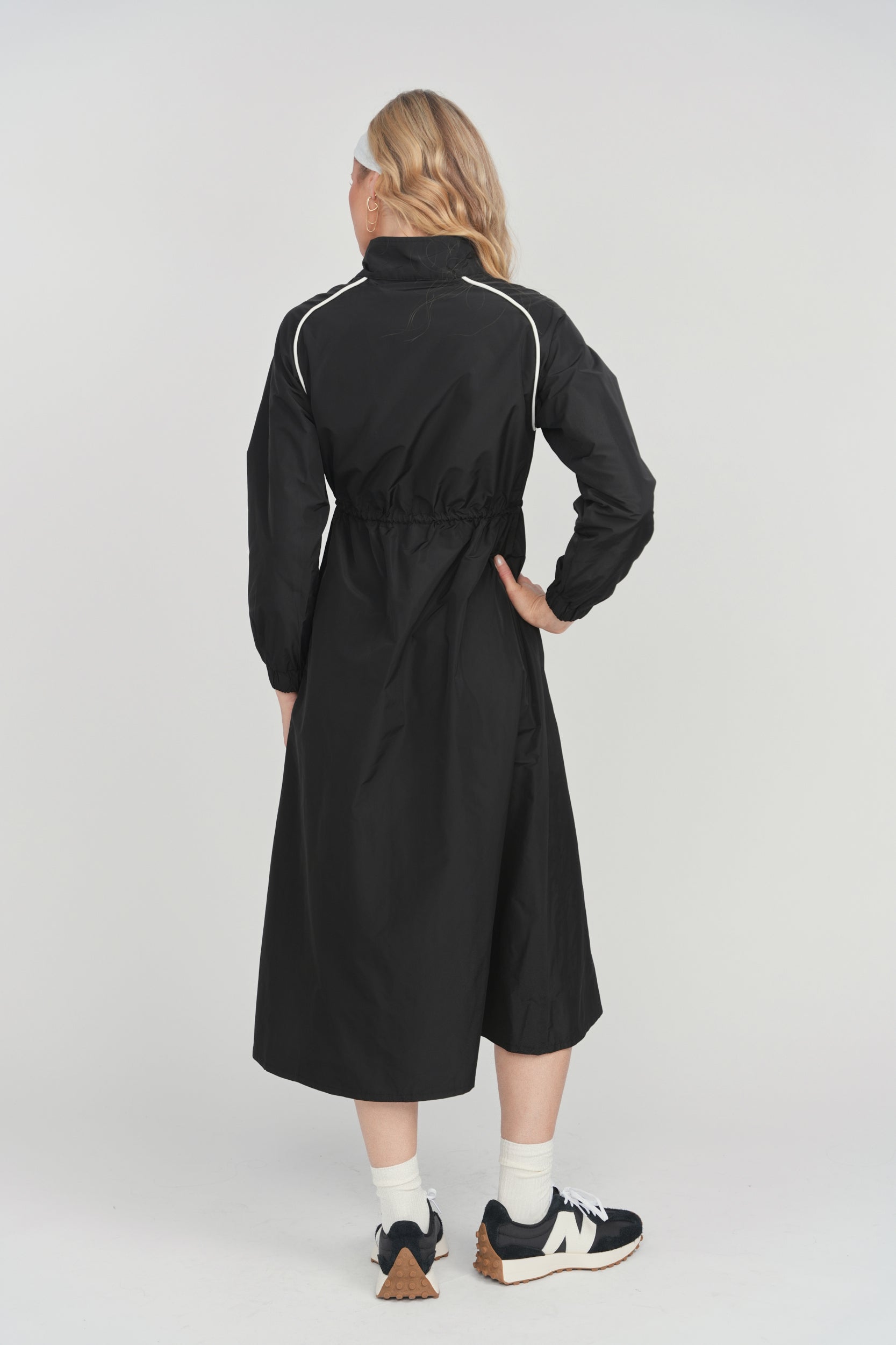 Elara Drawstring Waist Dress - Black