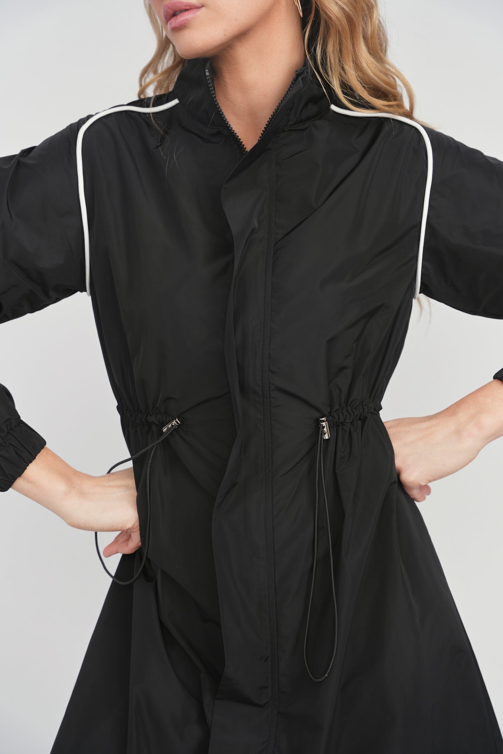 Elara Drawstring Waist Dress - Black