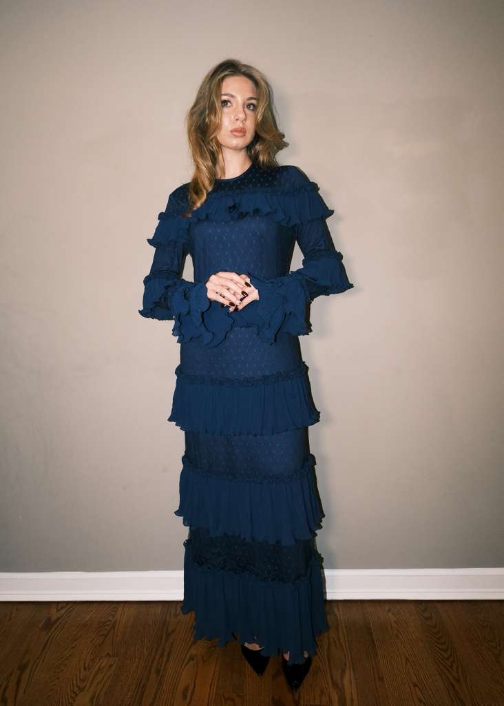Ruffle Lace Maxi- Navy XS Ruffle Lace Maxi- Navy XS