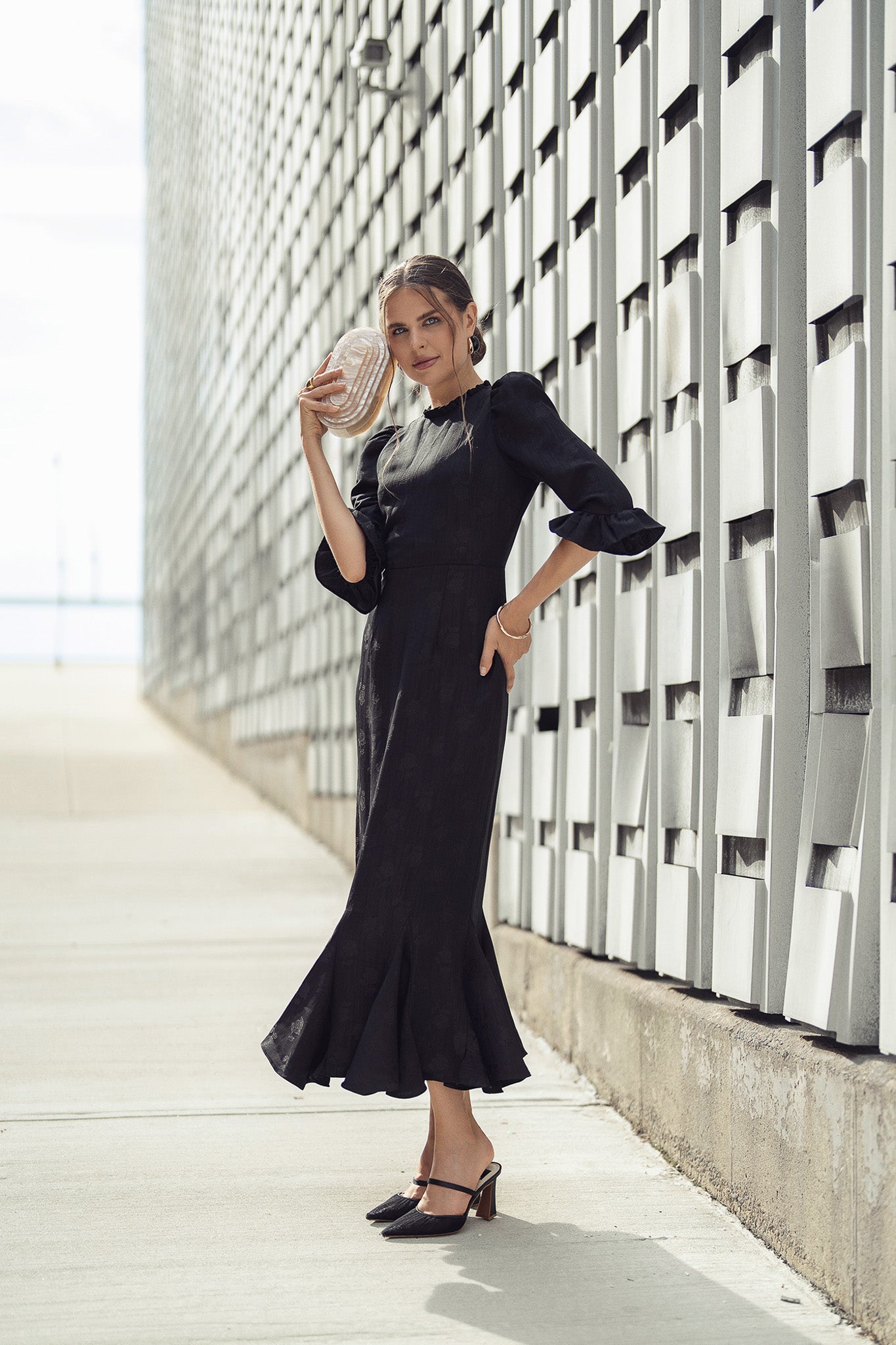 Shiri Dress- Black Jacquard