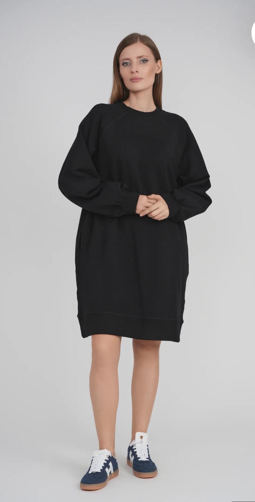 oversized black sweatshirt dress Oversized Pullover Dress with Drawstrings