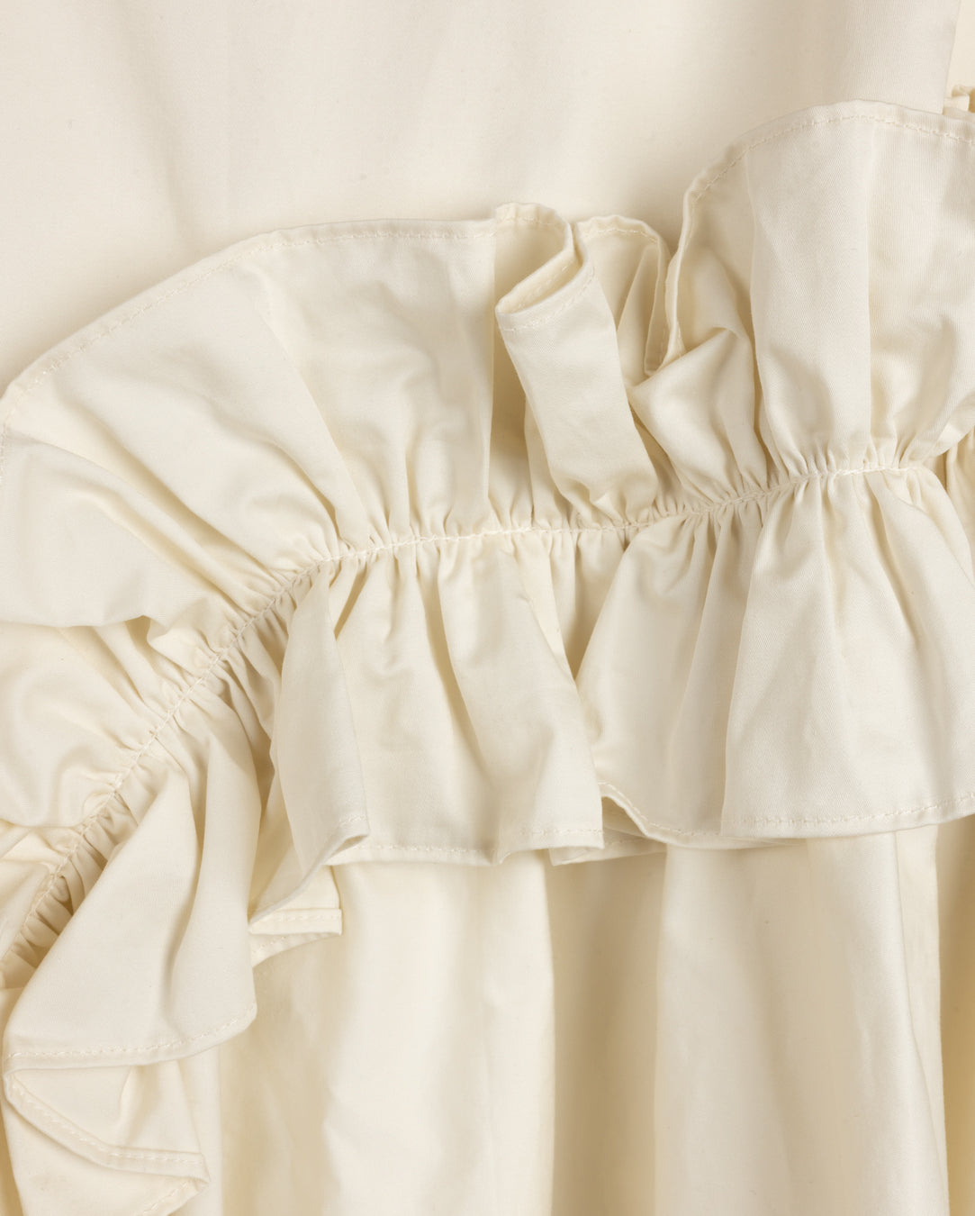 Poplin Detailed Double Belted Skirt- Cream