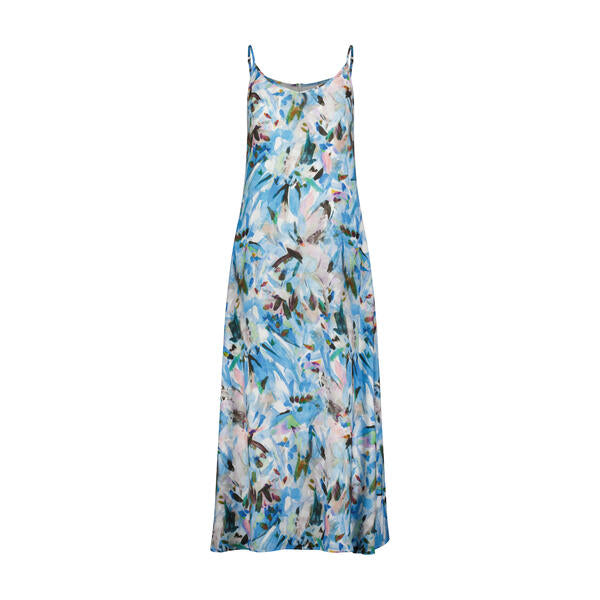 Printed Slip Dress- Blue Brushstrokes