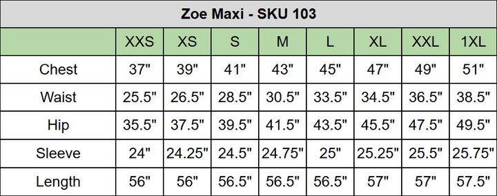 size chart