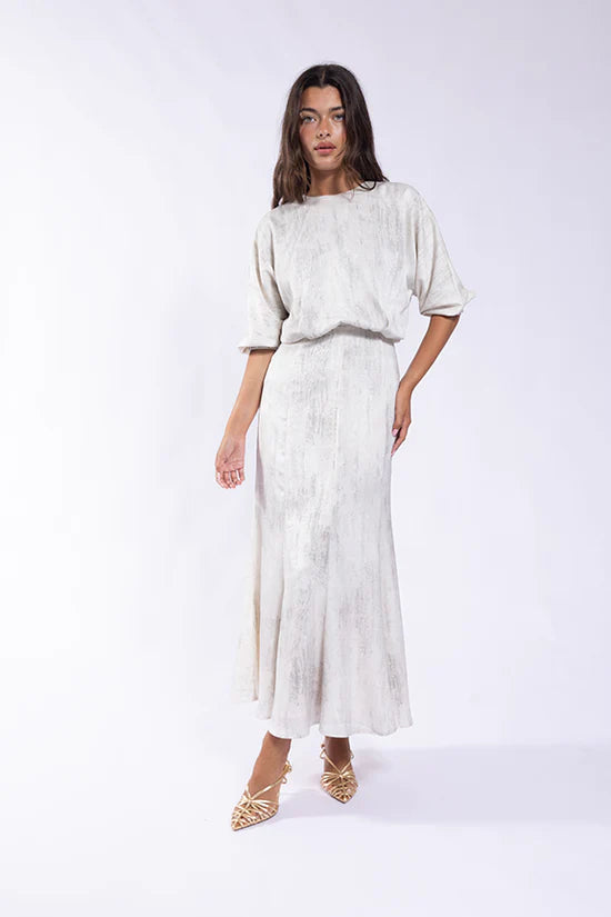 Blouson Top Dress- Silver Marble S Blouson Top Dress- Silver Marble S
