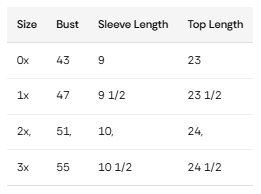 size chart