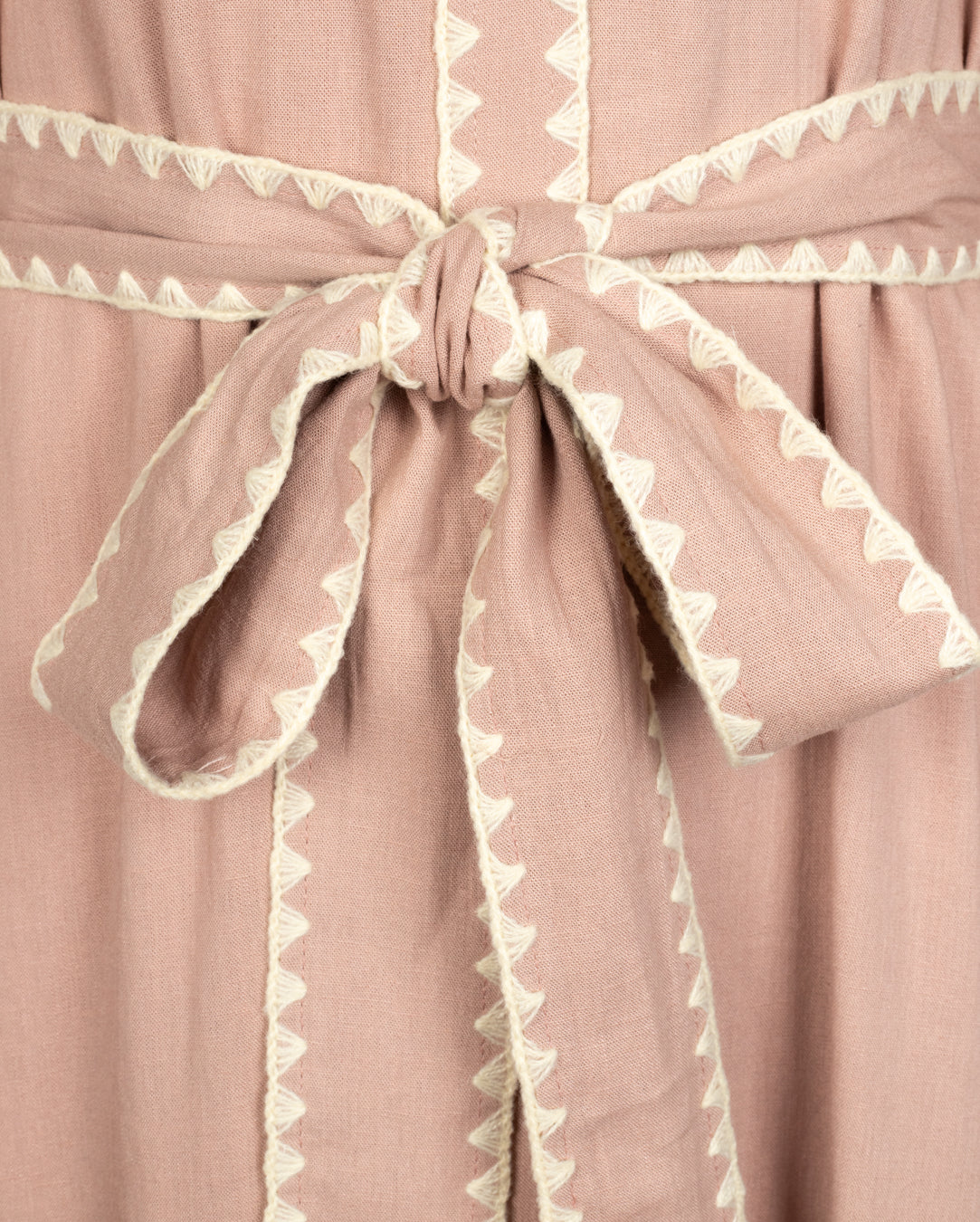 Scallop Trim Belt Dress- Peach