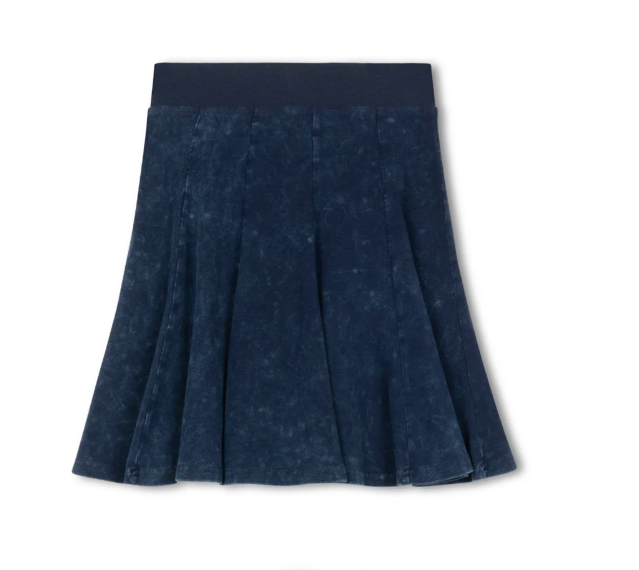 Elastic Waist A Line Knee Skirt - Mnrl Wash Blue (Dark)