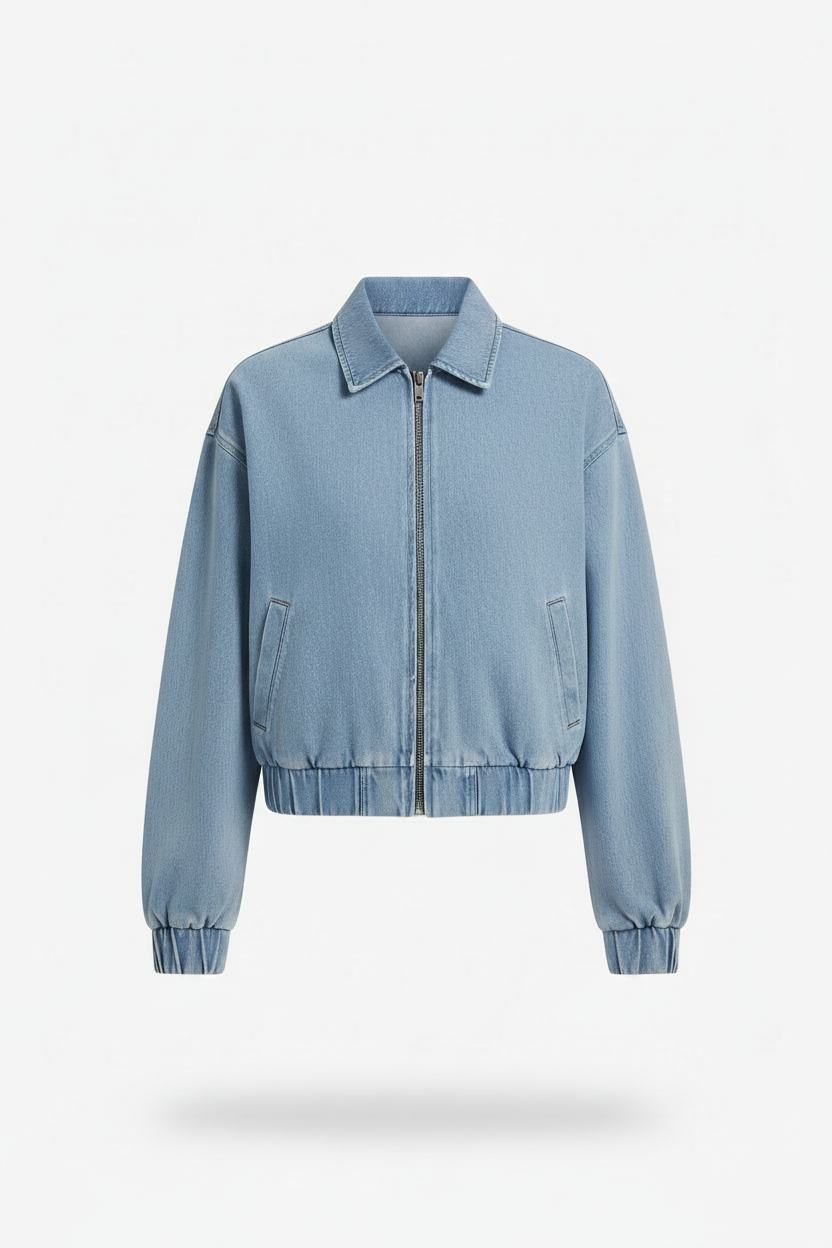 Ebro Bomber in Stone Wash Denim