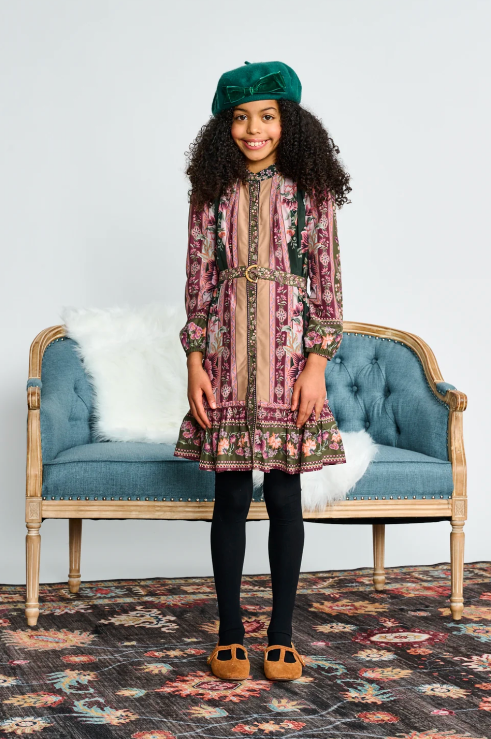 Floral Button-Down Dress - Camel