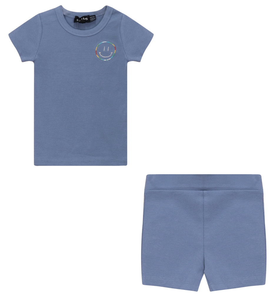 Smiley Embroidered Shorts Set