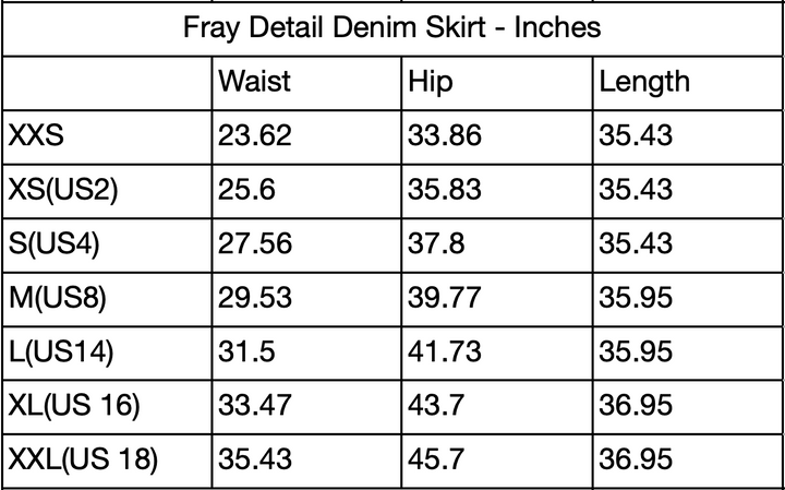 size chart