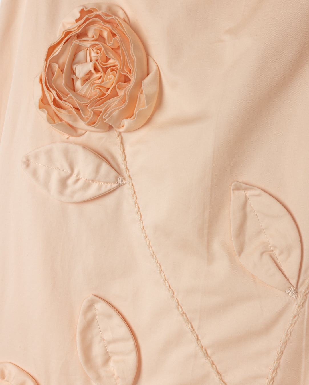Silk Poplin Appliqued Skirt- Peach