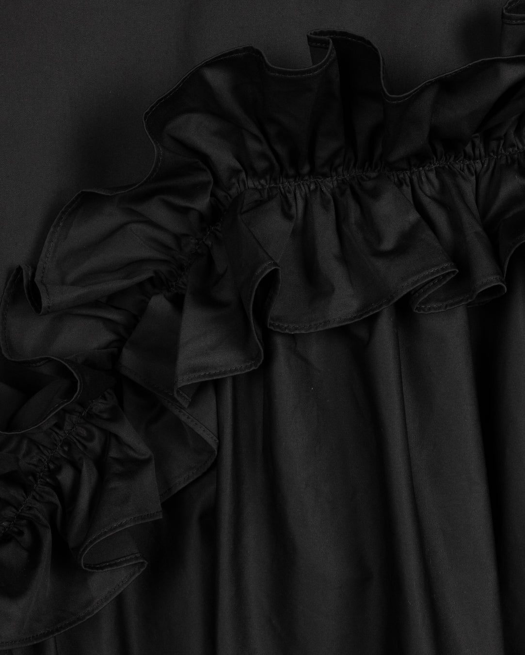 Poplin Detailed Double Belted Skirt- Black