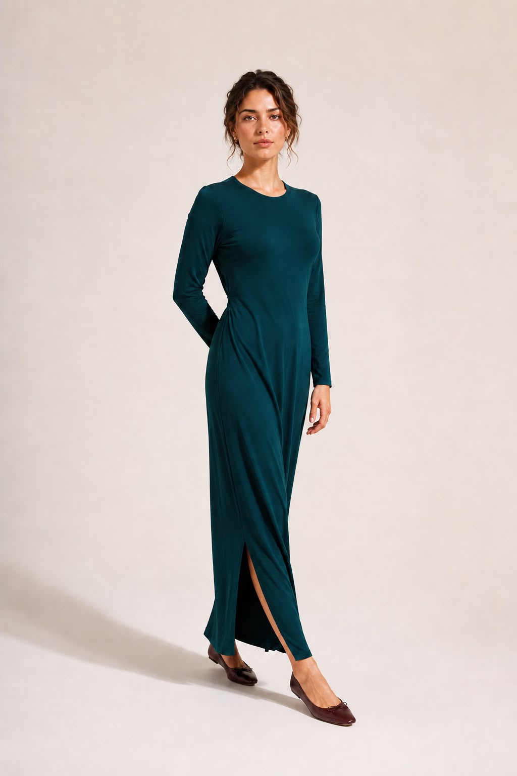 Aura - Noir Cozy Knit Dress MAXI - Green
