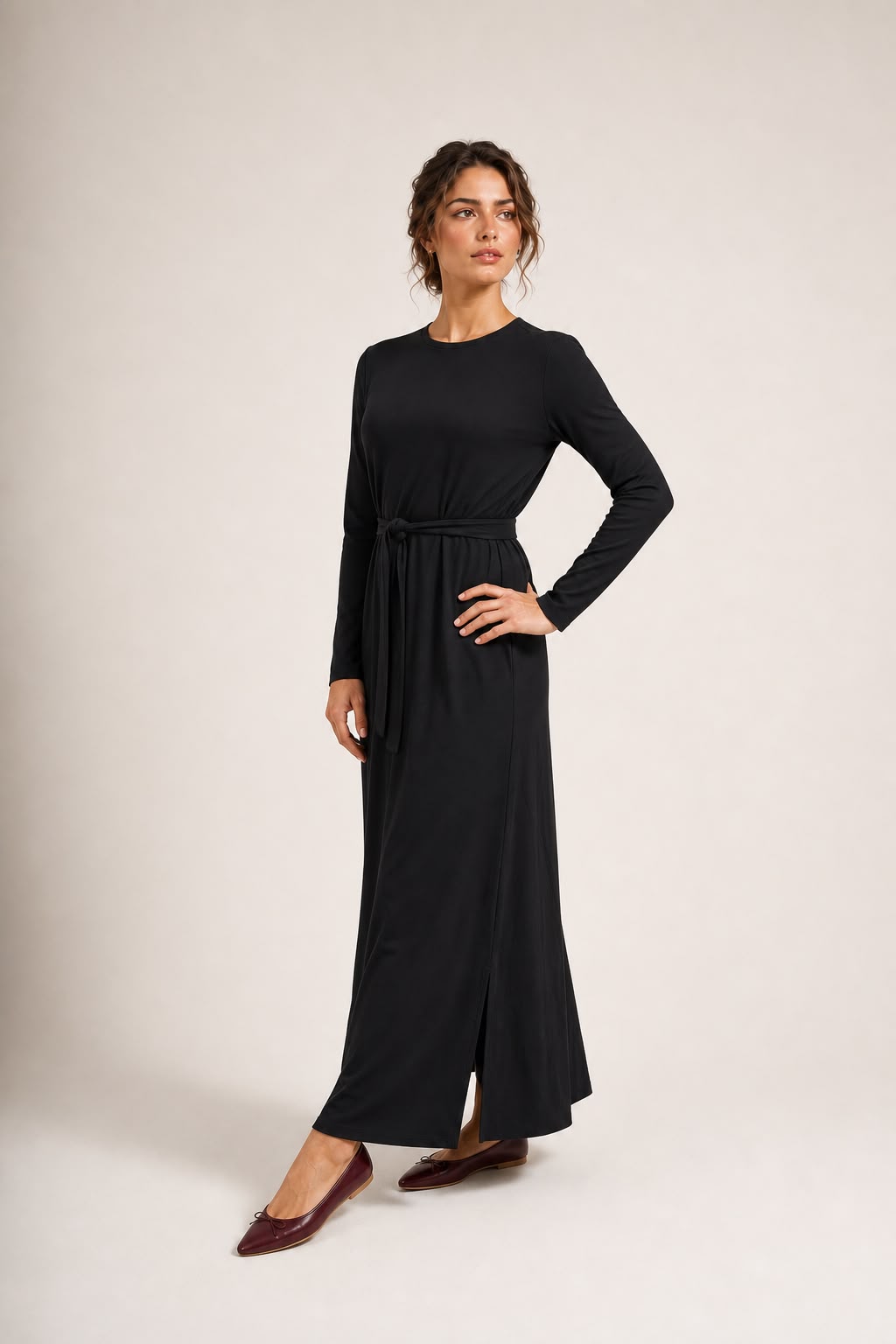 Empress - Noir Cozy Knit Dress MAXI - Black