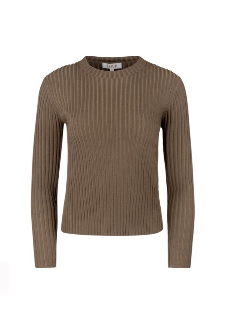 Wide Ribbed Knit Top- Brown | Adina Las Vegas