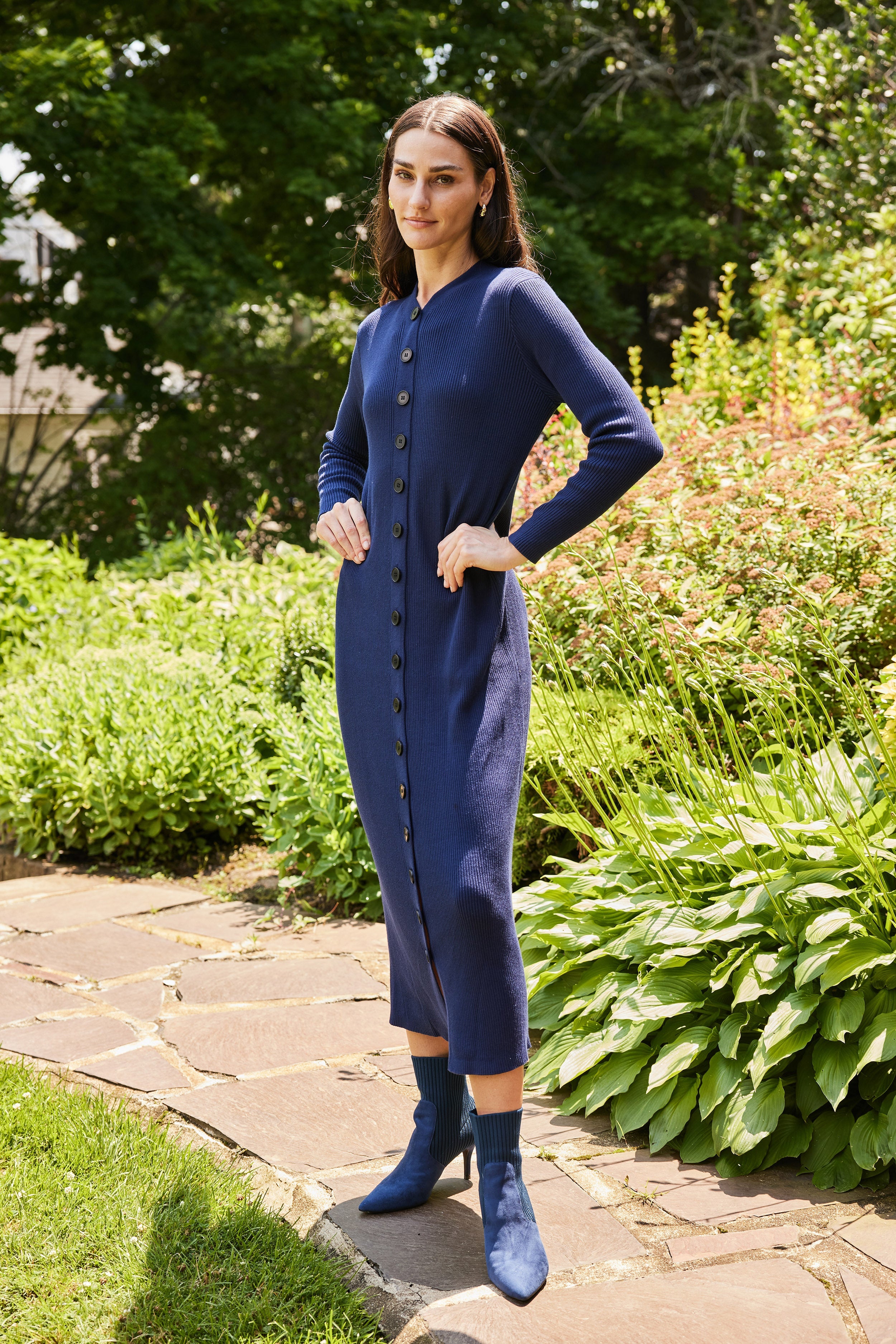 Alexis - Button Down Dress - Navy