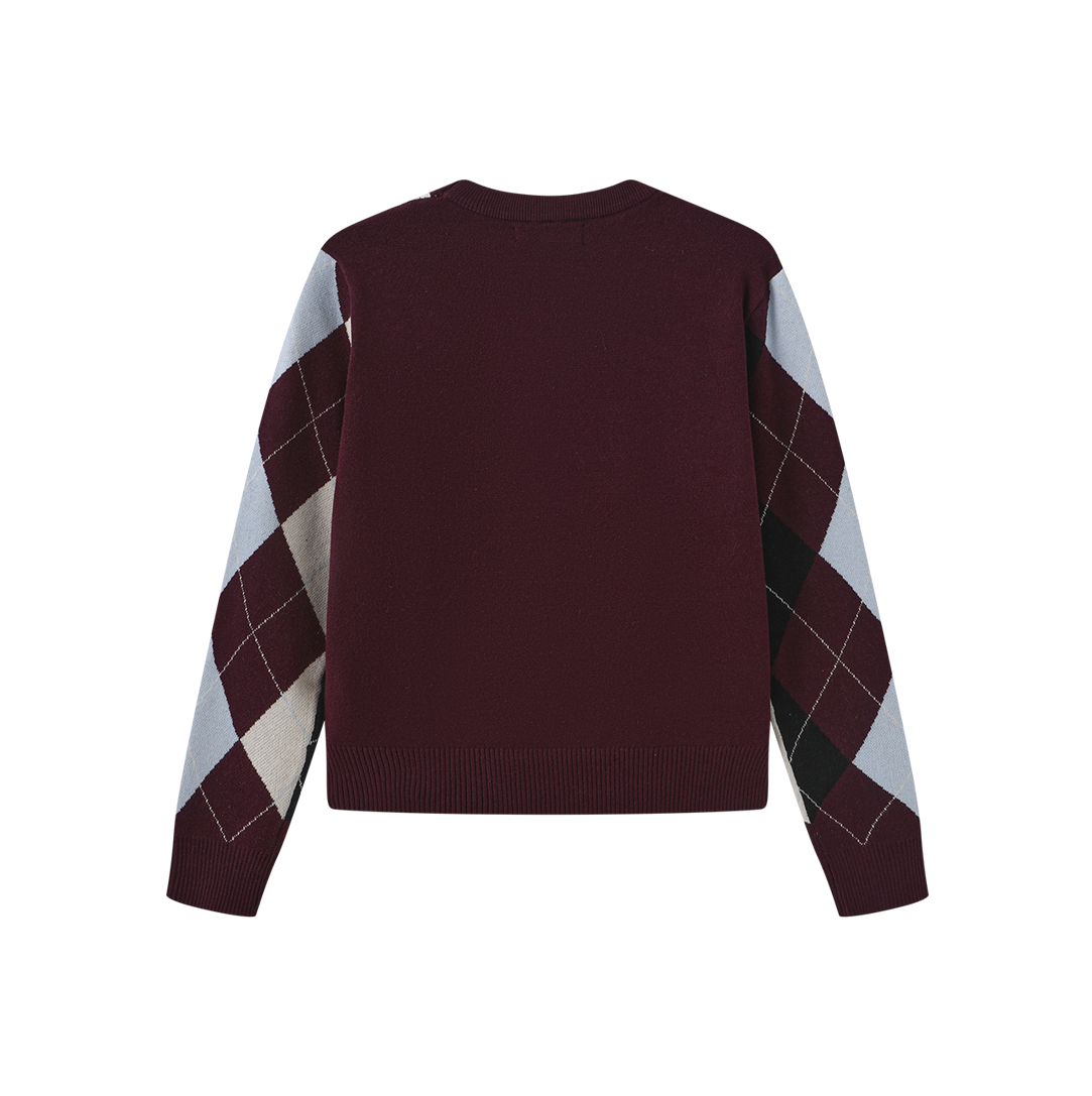 Argyle Sweater - Burgundy