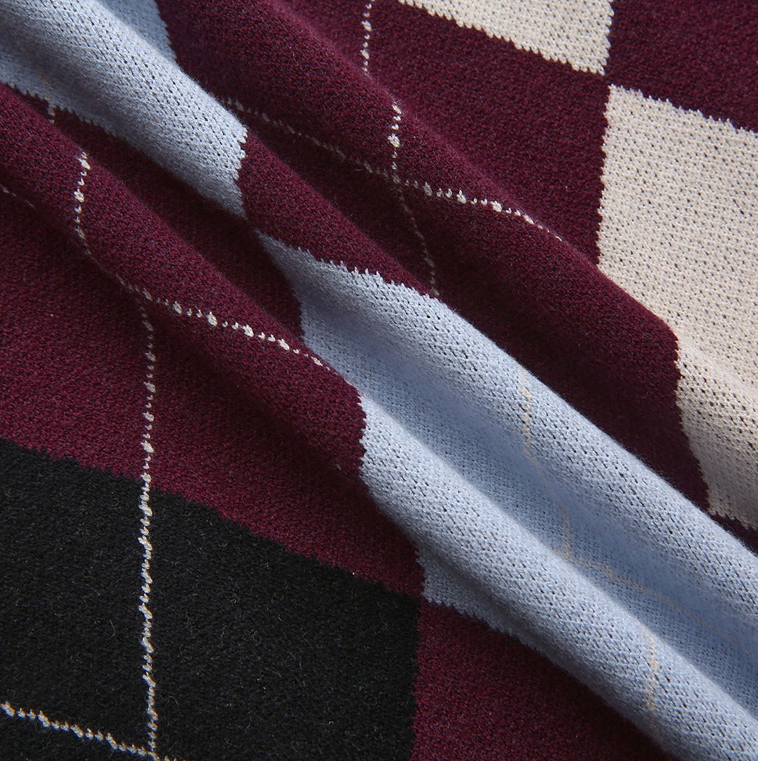 Argyle Sweater - Burgundy
