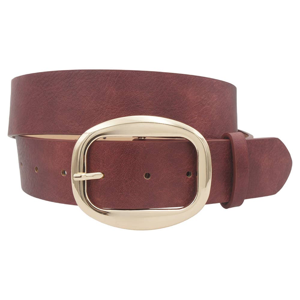 Wide Oval-Buckle Waist Belt  IW-38094WSH