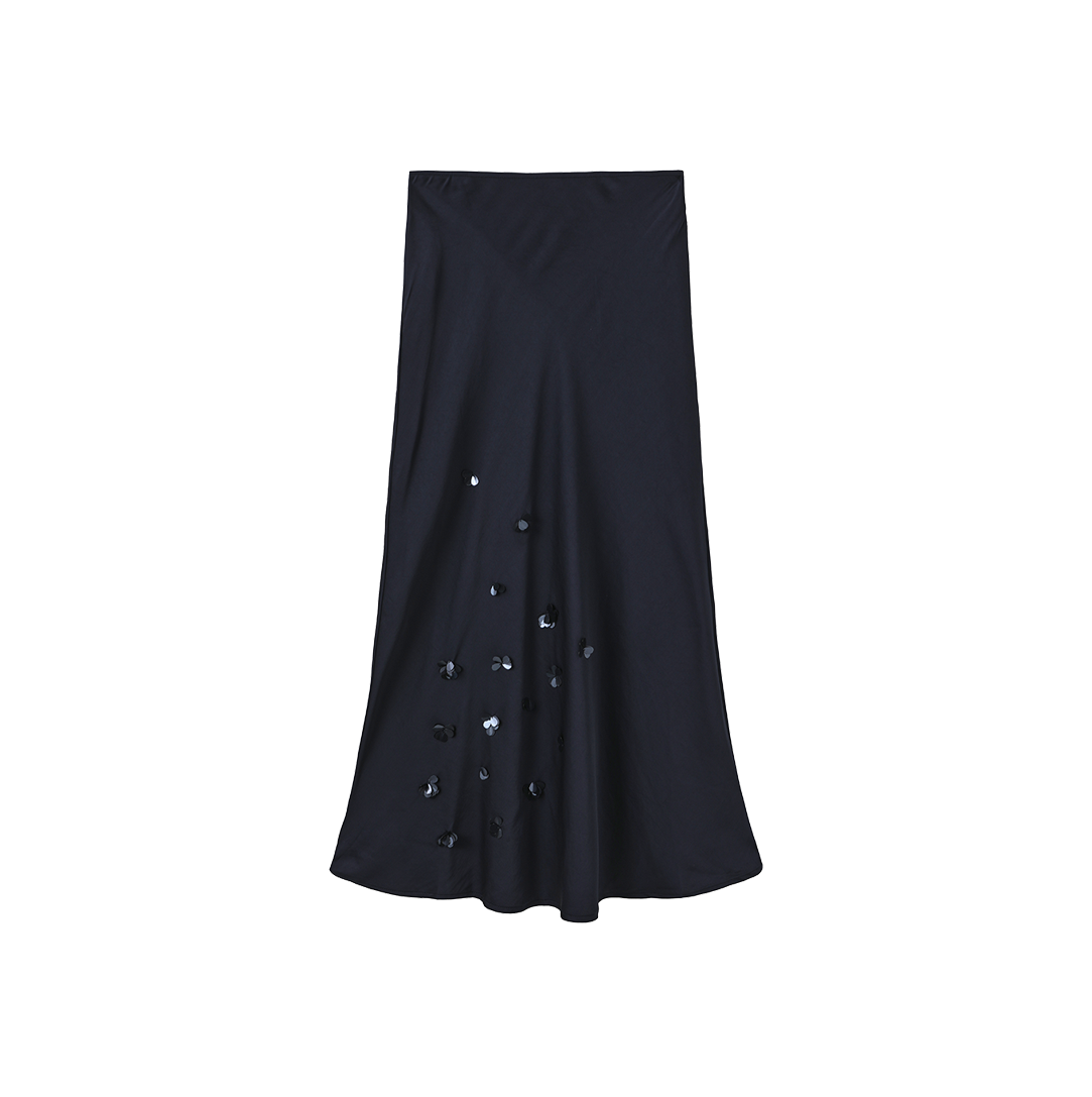 Candice Beaded Slip Skirt - Navy