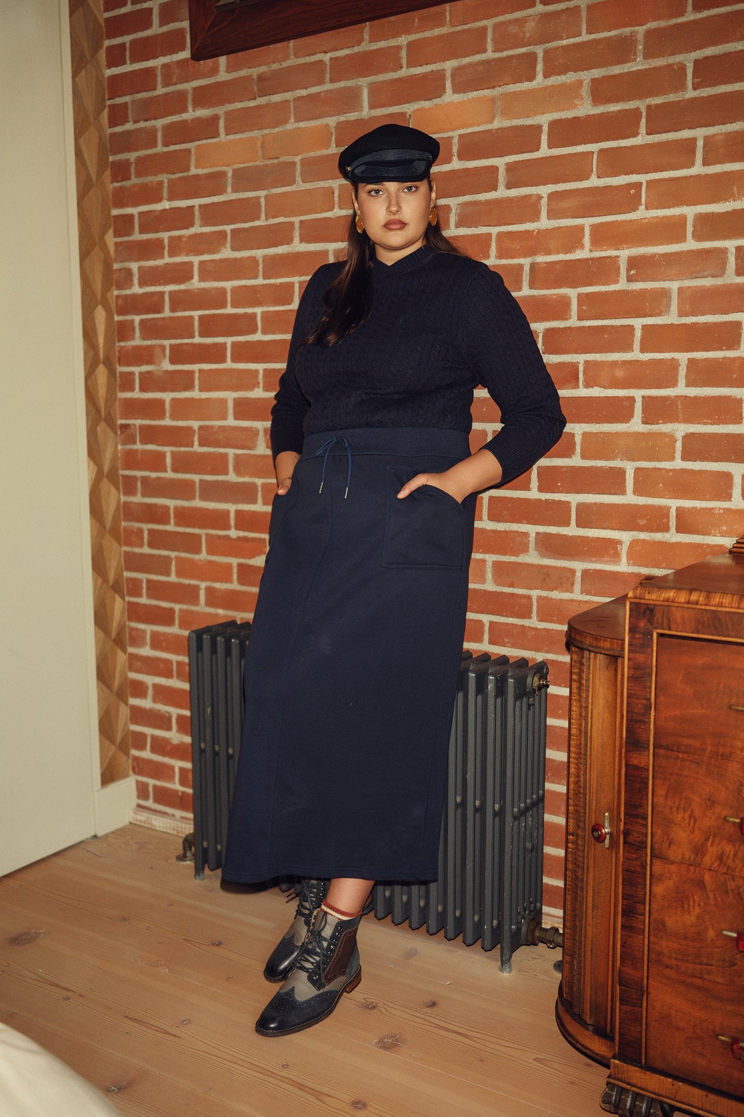 Cargo Sweat Skirt - Burgundy