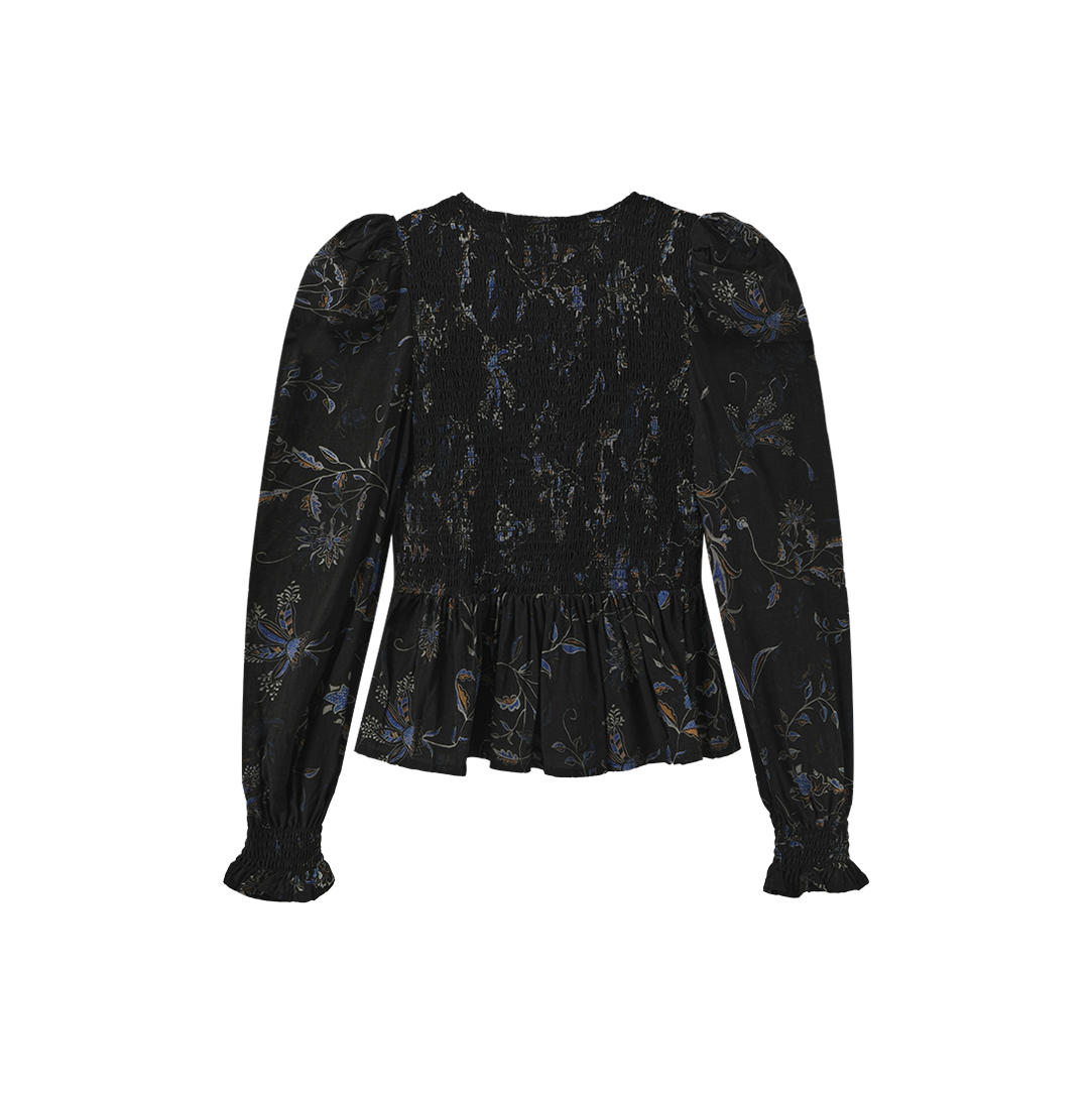 Cary Smocked Blouse - Black
